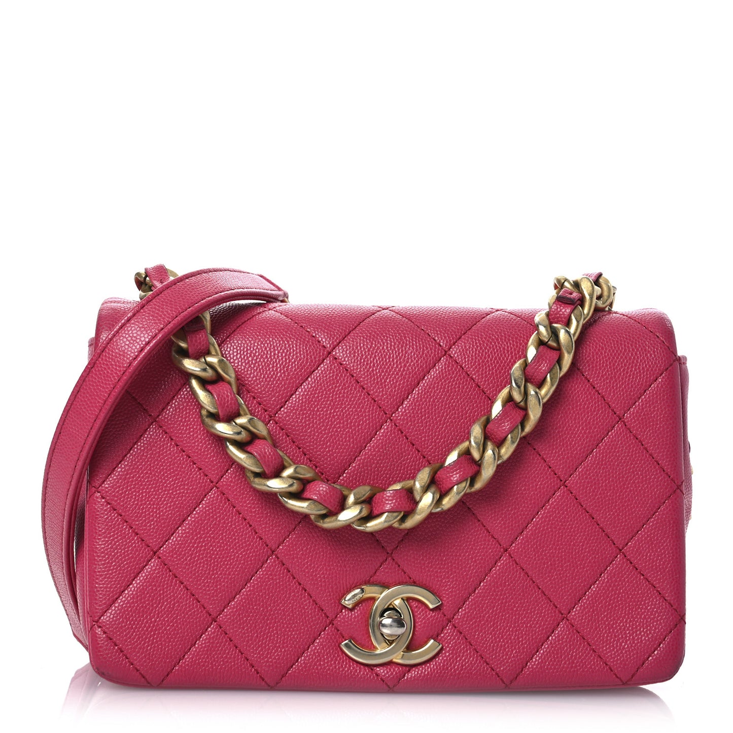Caviar Quilted Small Fashion Therapy Flap Bag Dark Pink