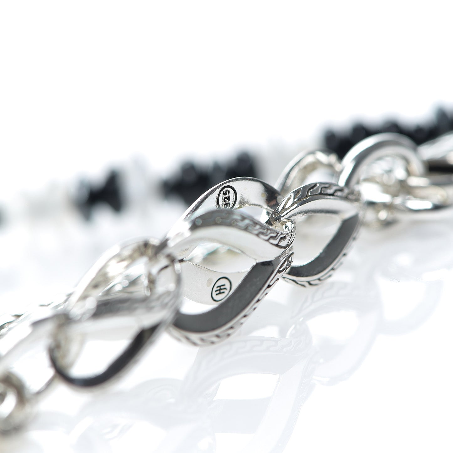 Sterling Silver Hematite Moonstone Black Onyx Asil Classic Chain Two-Row Necklace