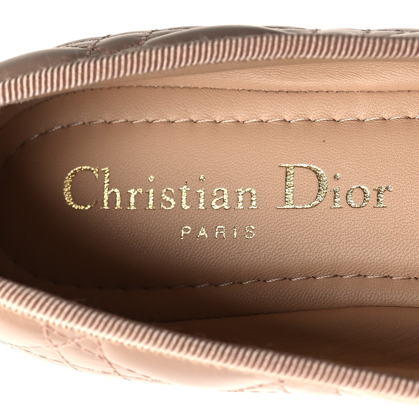 Calfskin Cannage Pearl Bow Ballet Flats 36 Nude