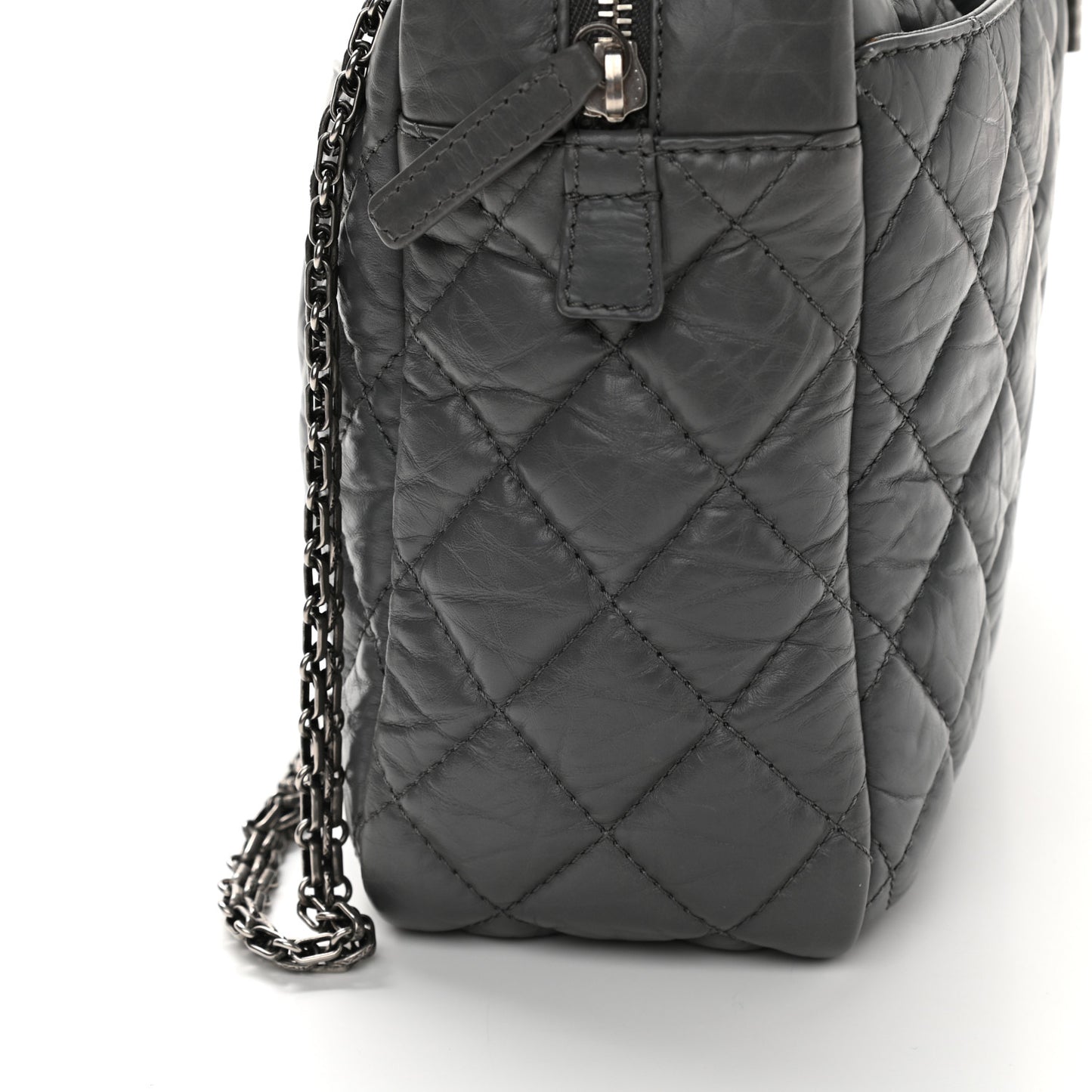 Aged Calfskin Quilted Large Reissue Camera Case Grey