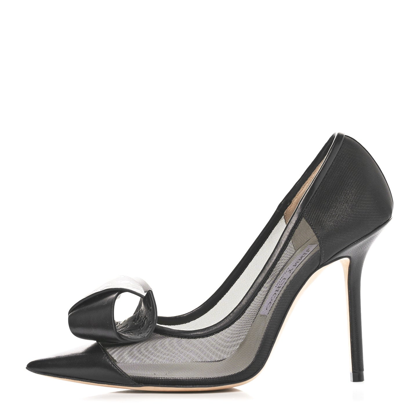 Mesh Calfskin Lani Bow 100 Pumps 37 Black