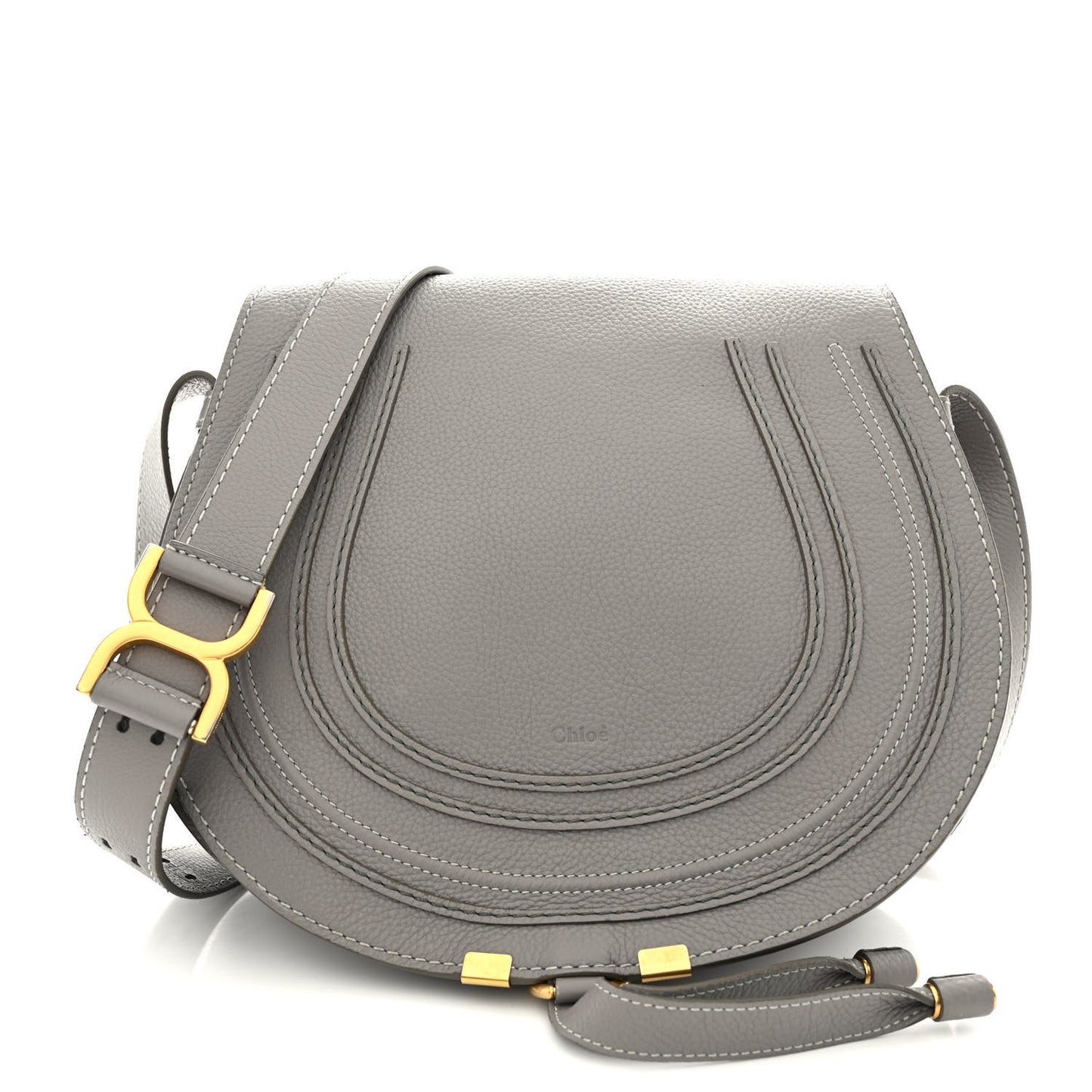 Calfskin Medium Marcie Round Crossbody Bag Cashmere Grey