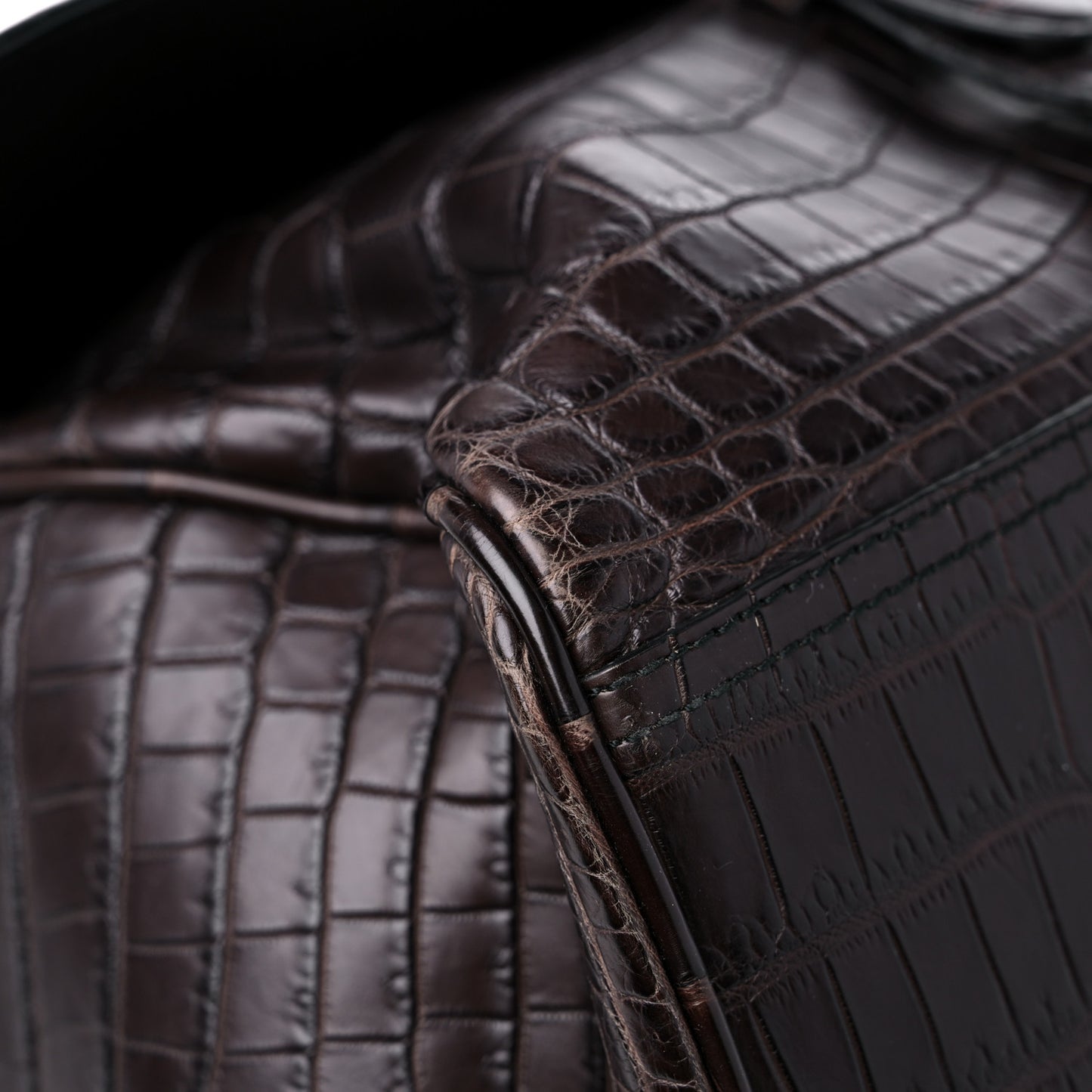 Soft Crocodile Fume Satchel Charcoal Ebano
