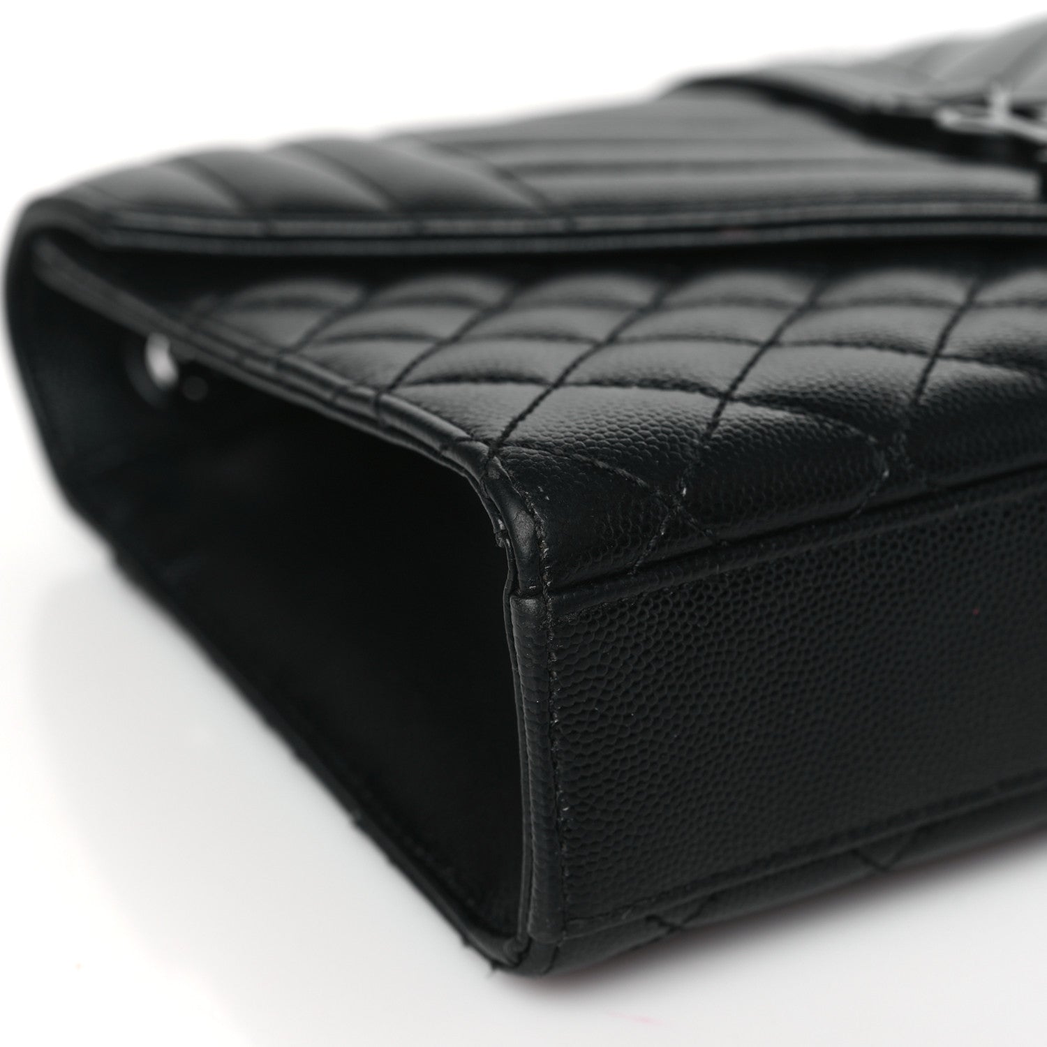 Saint Laurent Grain De Poudre Textured Mixed Matelasse Triquilt Medium Monogram Monochrome Satchel Black 8 of 9