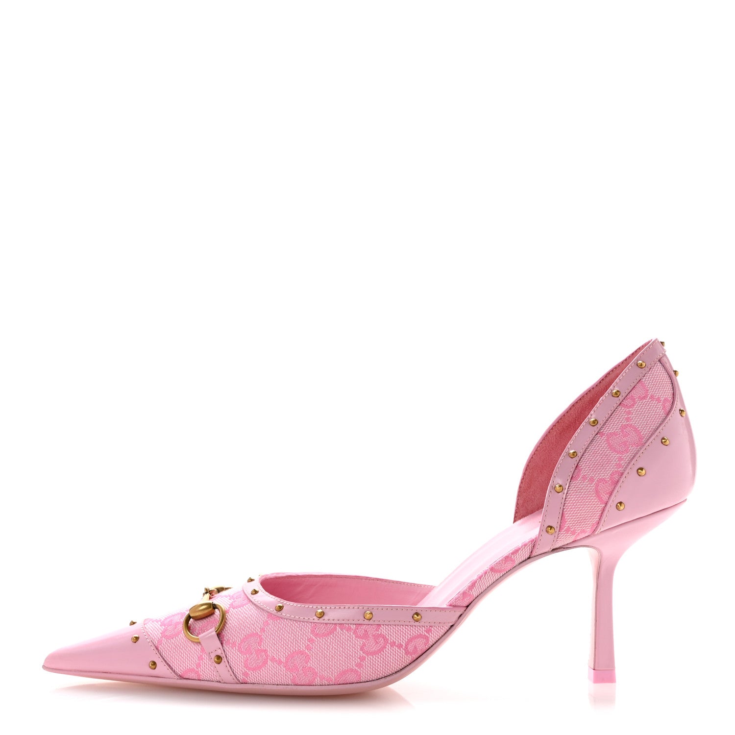 Gucci Canvas GG Monogram Stud Savoy Pumps 39 Pink 1922987