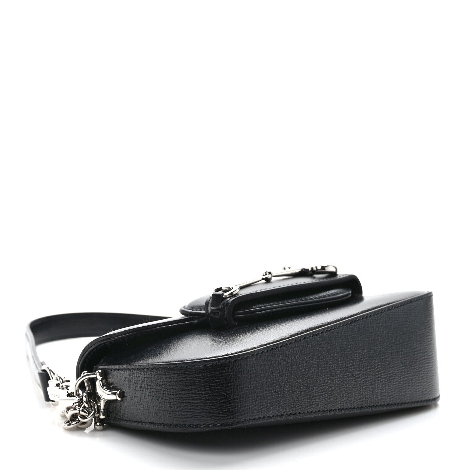 Gucci Calfskin Mini Horsebit 1955 Asymmetric Shoulder Bag Black 4 of 9