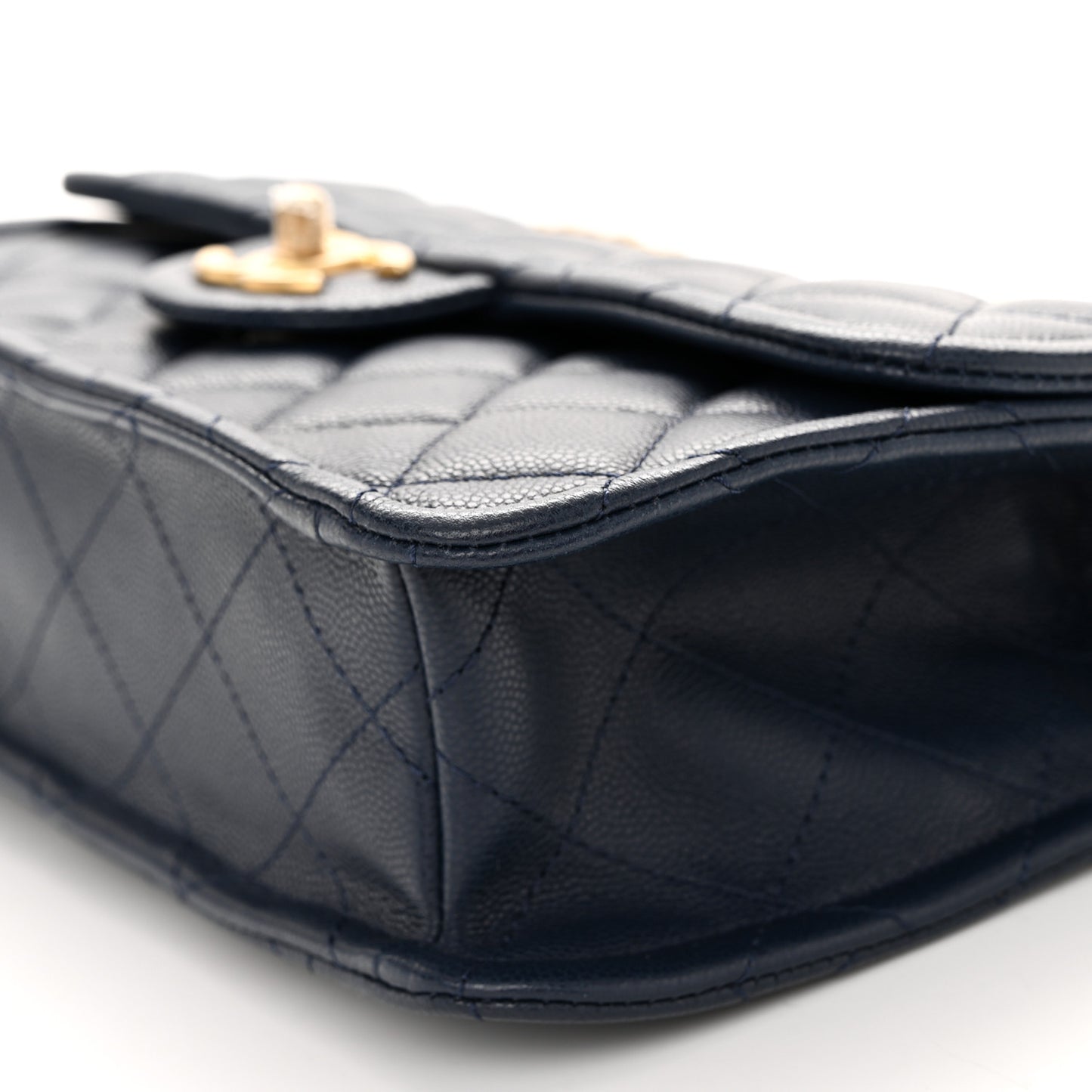 Caviar Quilted Medium Sweet Classic Flap Navy Blue