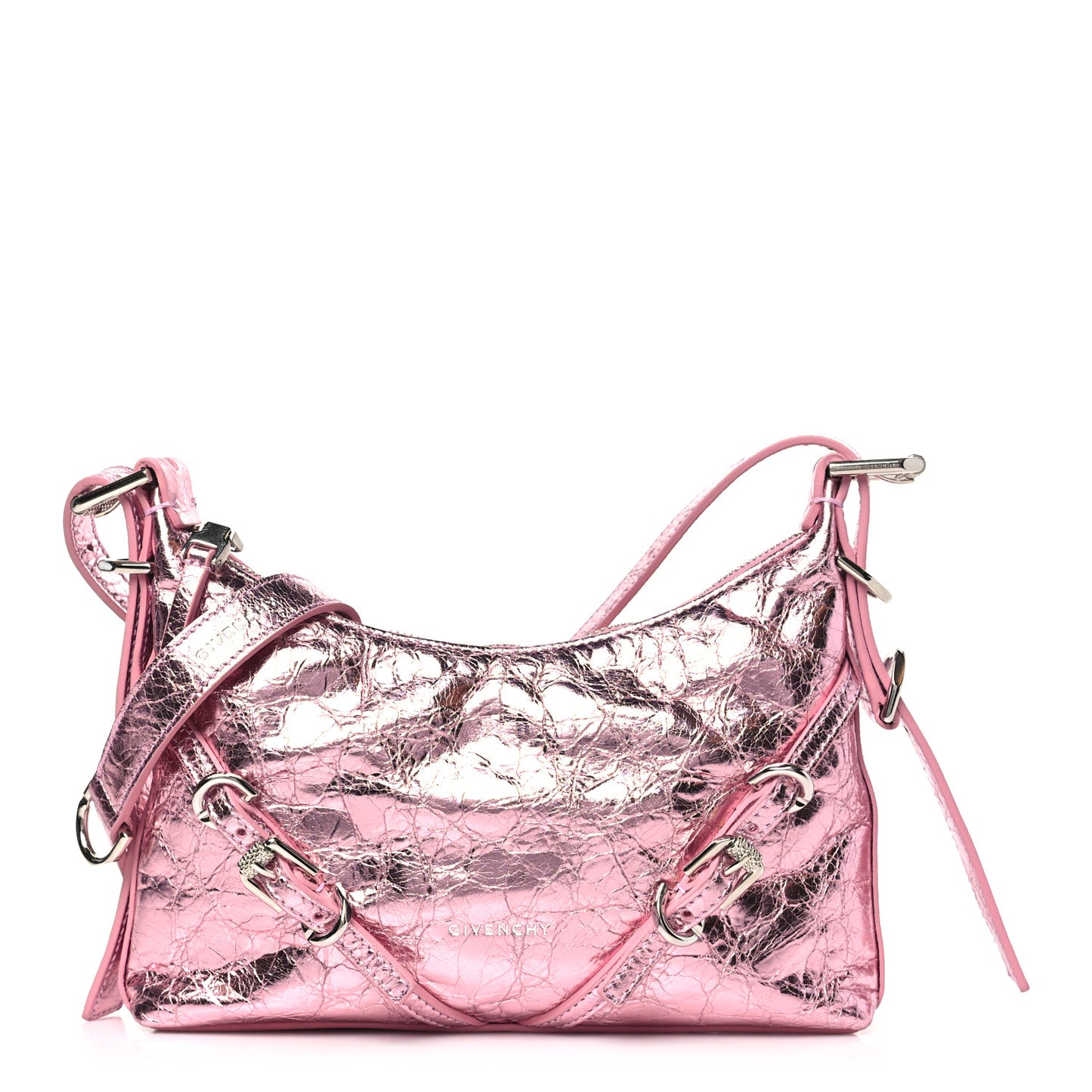 Metallic Calfskin Mini Voyou Bag Silk Pink