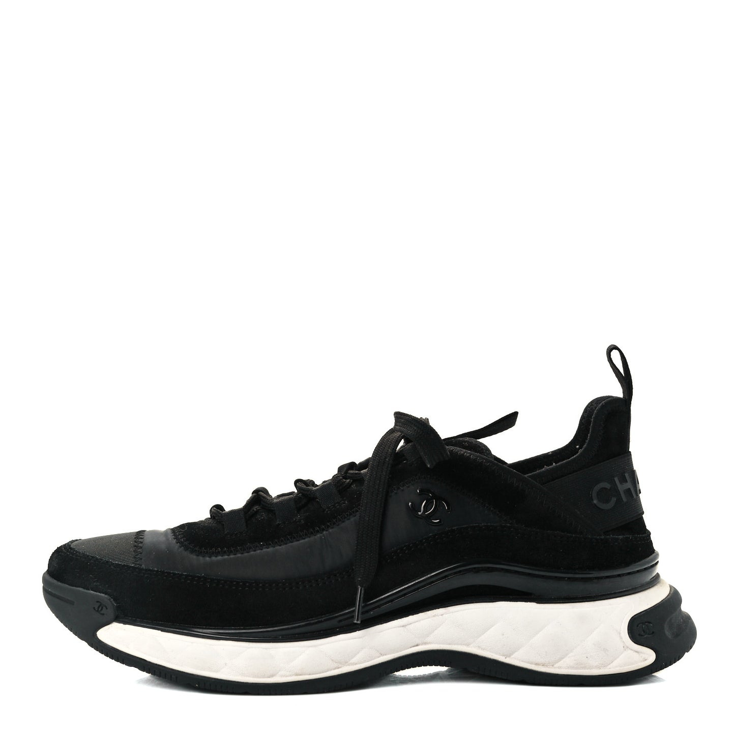 Velvet Calfskin Mixed Fibers CC Sneakers 41.5 Black