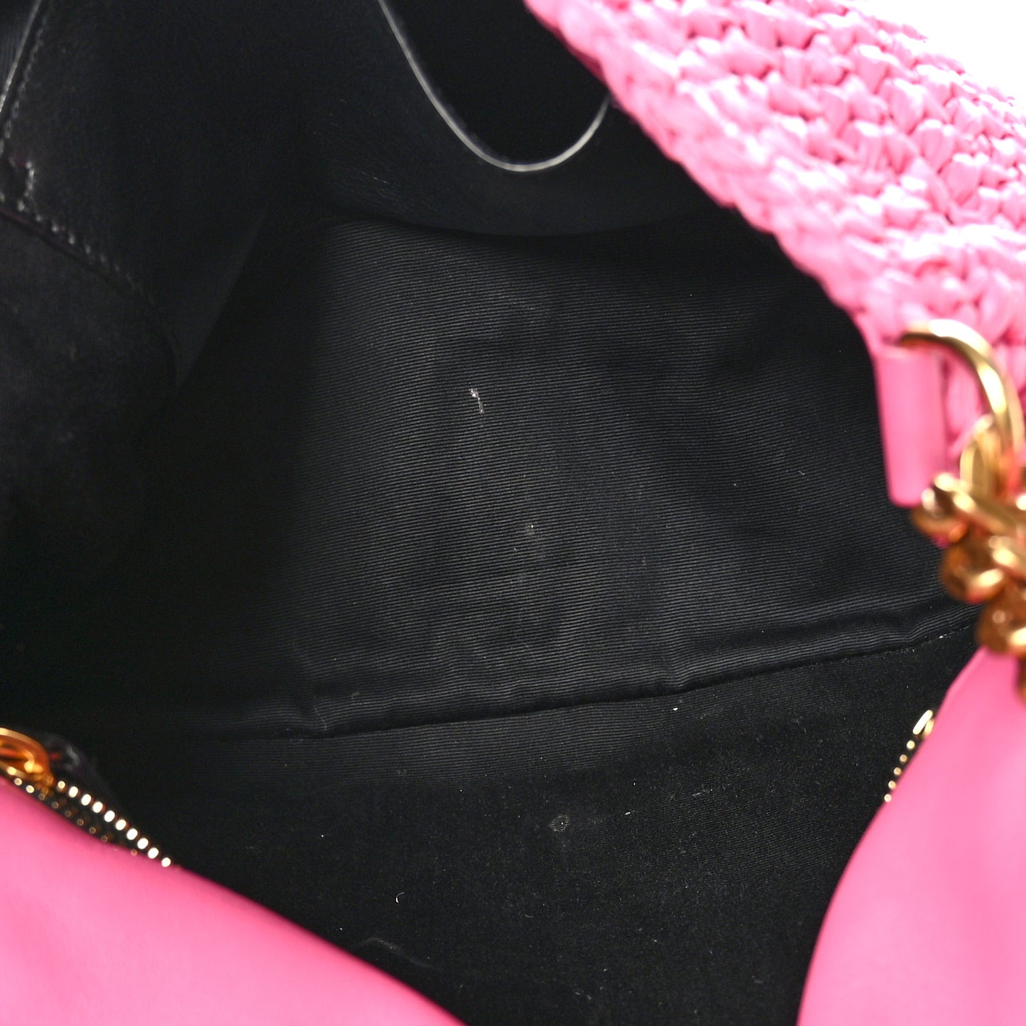 Raffia Calfskin Monogram Medium Niki Chain Satchel Bright Pink