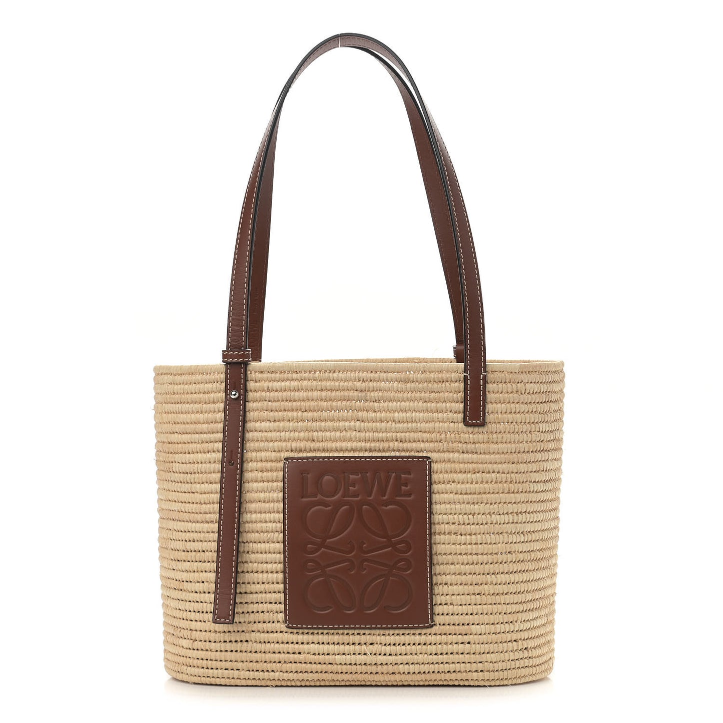Raffia Small Square Basket Tote Bag Natural Tan
