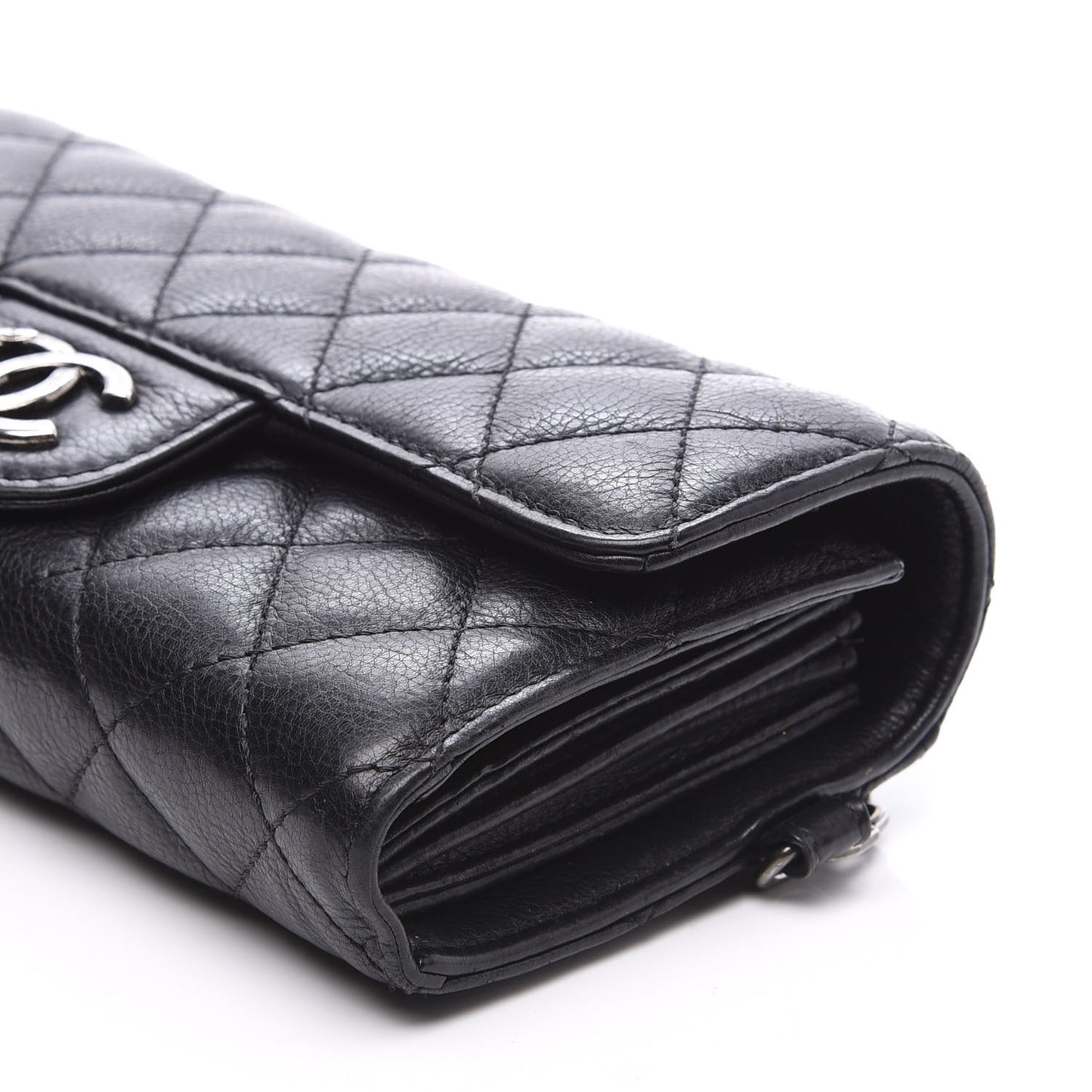 Calfskin Quilted CC Waiter Clutch Clutch With Chain Black