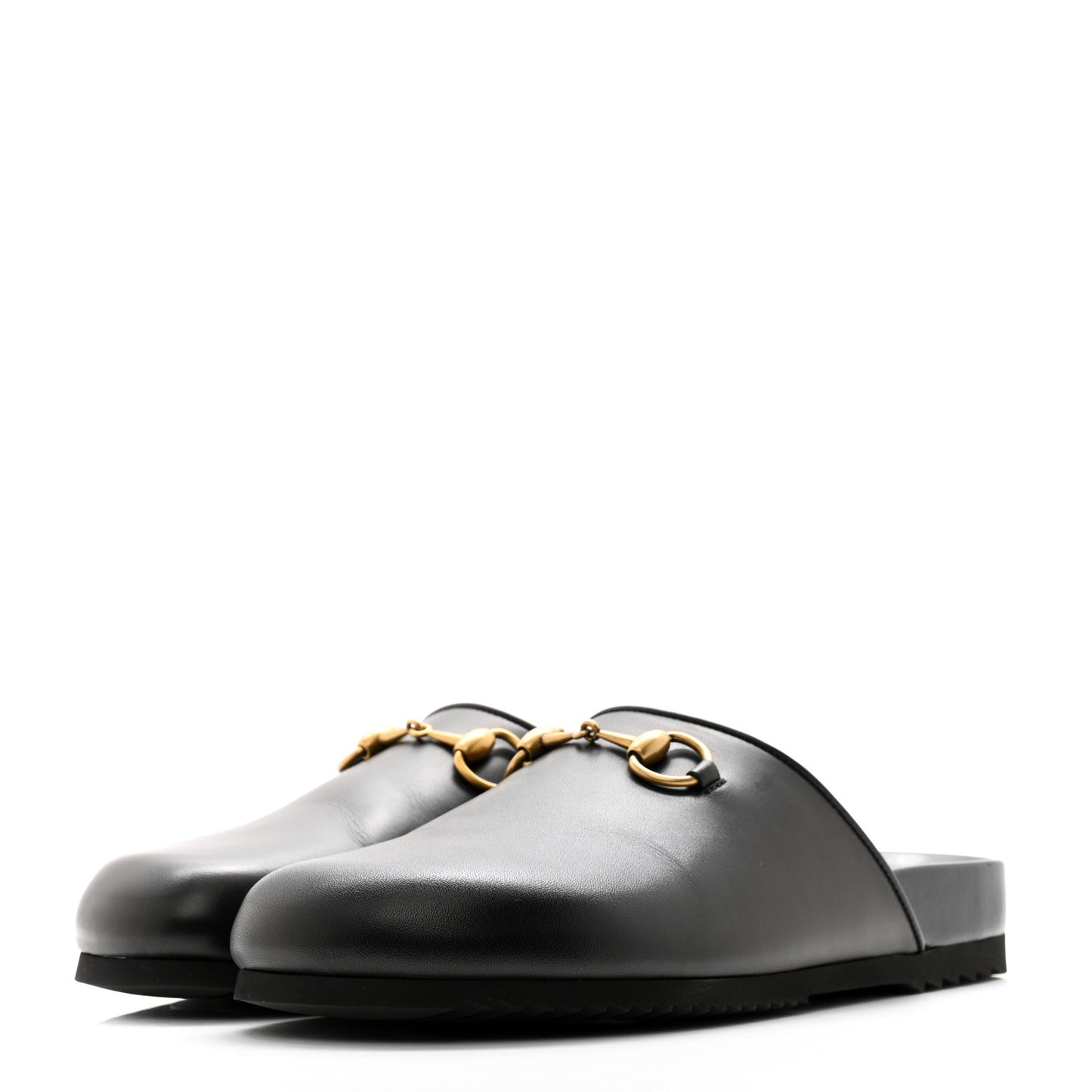 Jakarta Calfskin Womens Horsebit Slippers 40 Black