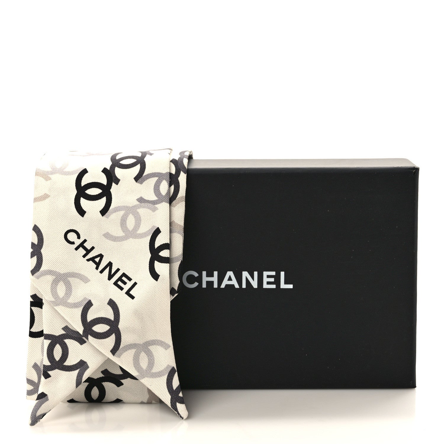 Chanel Silk CC Slim Bandeau Scarf Ecru Multicolor 4 of 4