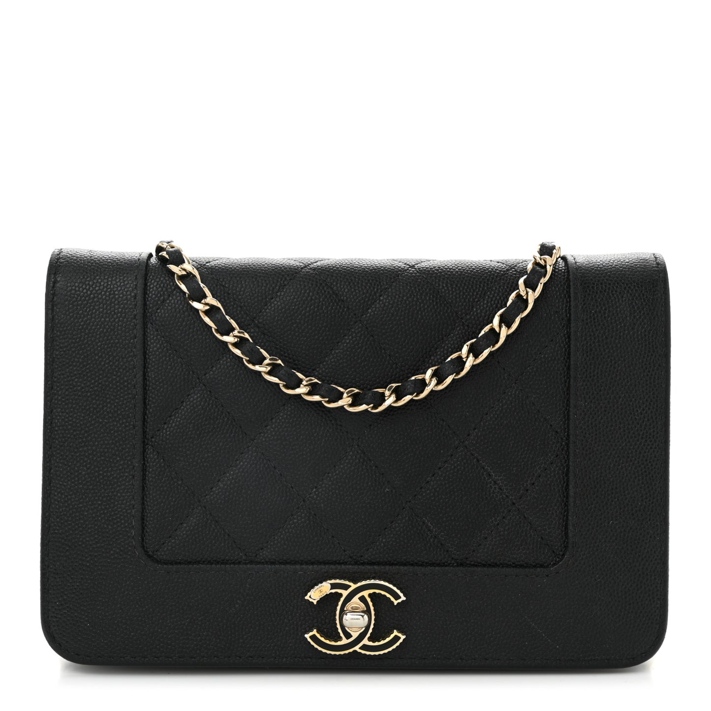 Caviar Quilted Vintage Mademoiselle Wallet On Chain WOC Black