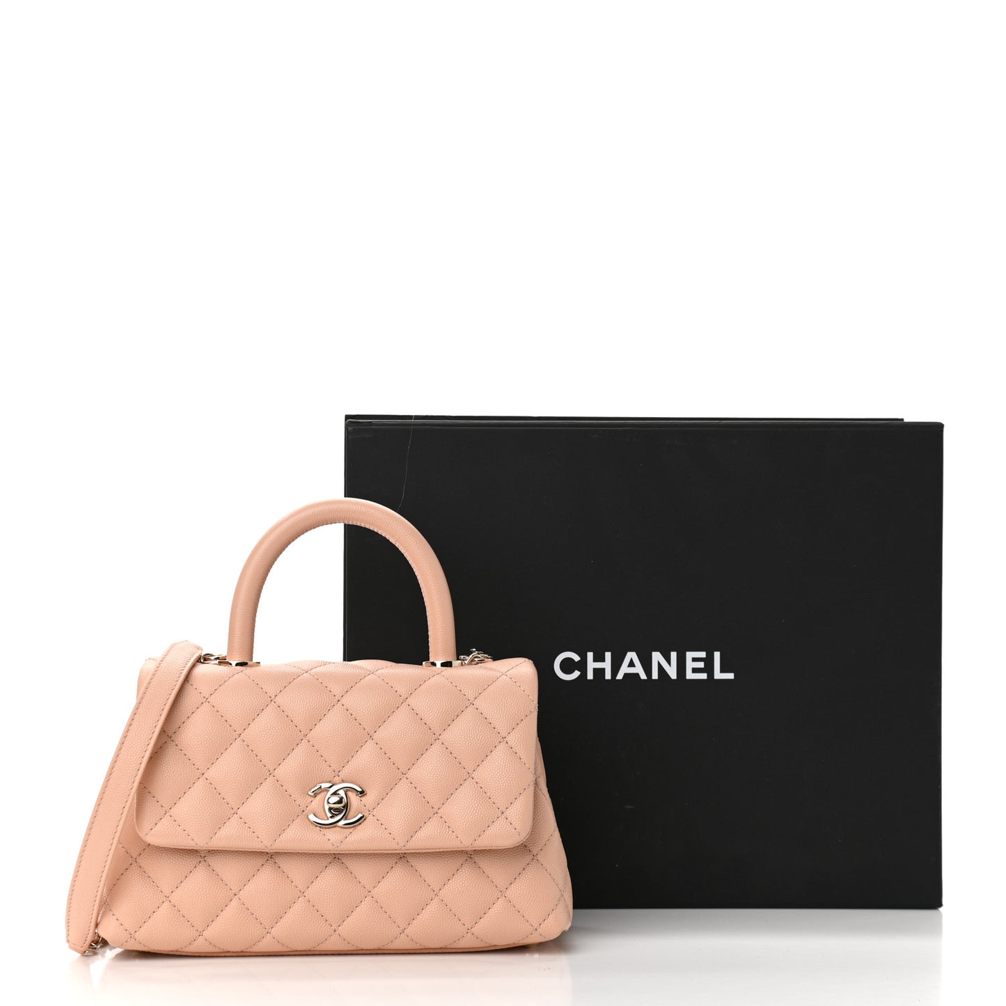 Caviar Quilted Mini Coco Handle Flap Light Pink