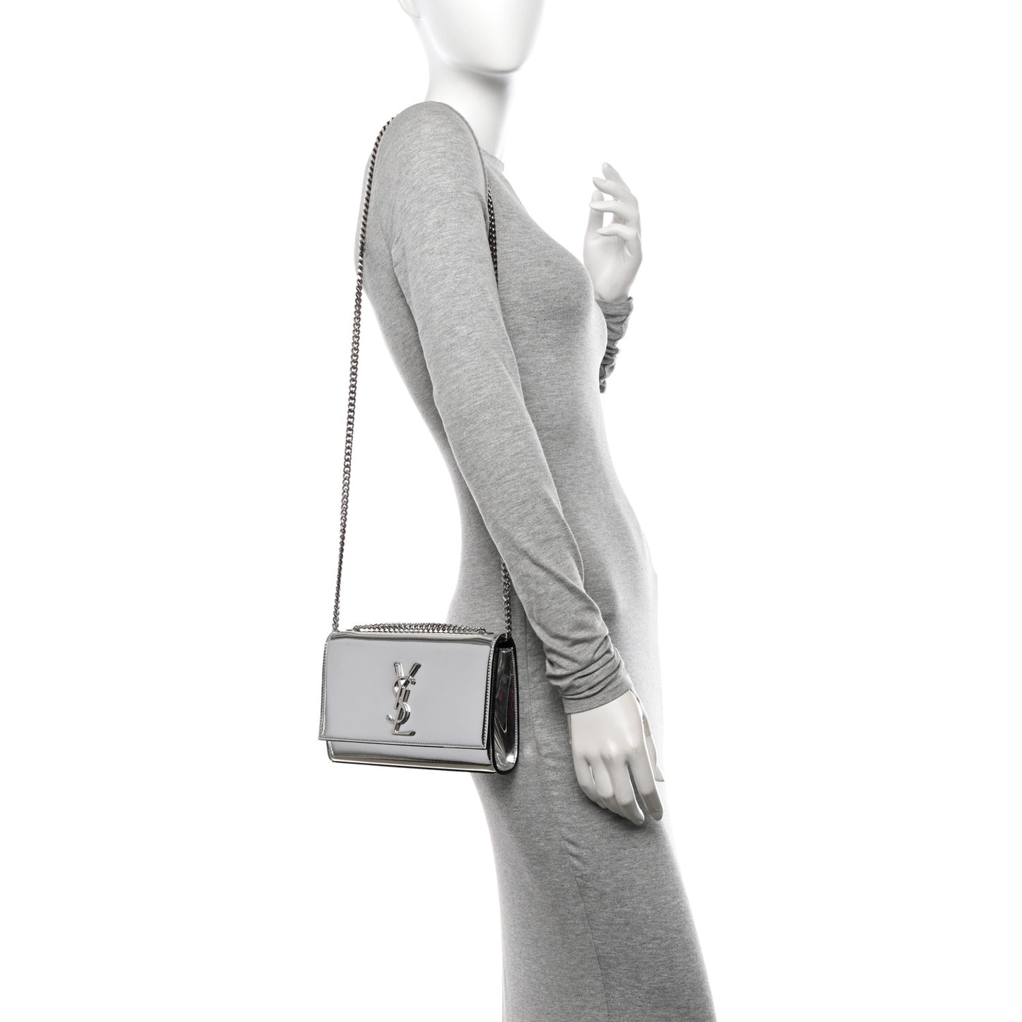 Vinyl Mirror Small Classic Monogram Kate Satchel Argento