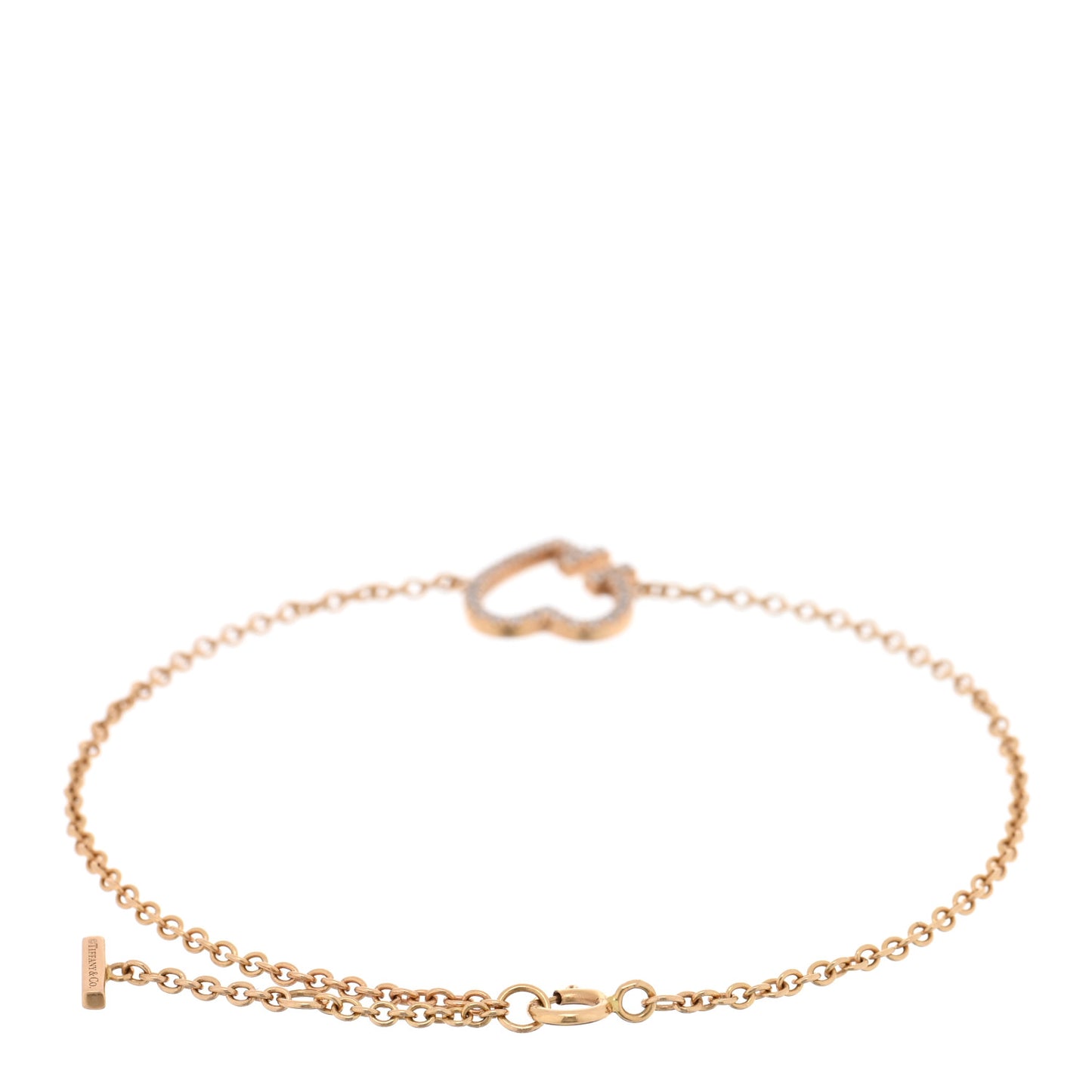 18K Rose Gold Diamond T Heart Bracelet