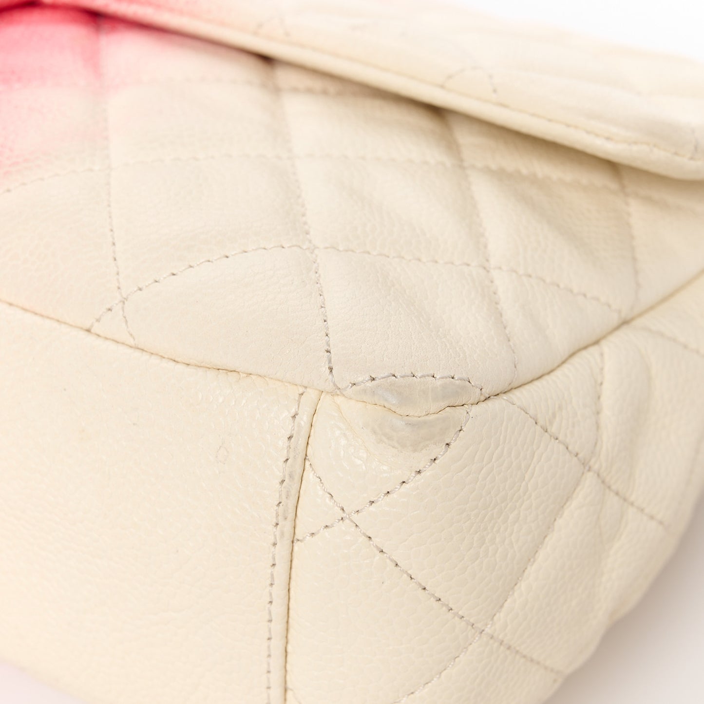 Caviar Quilted Ombre Jumbo Single Flap White Rose Pink