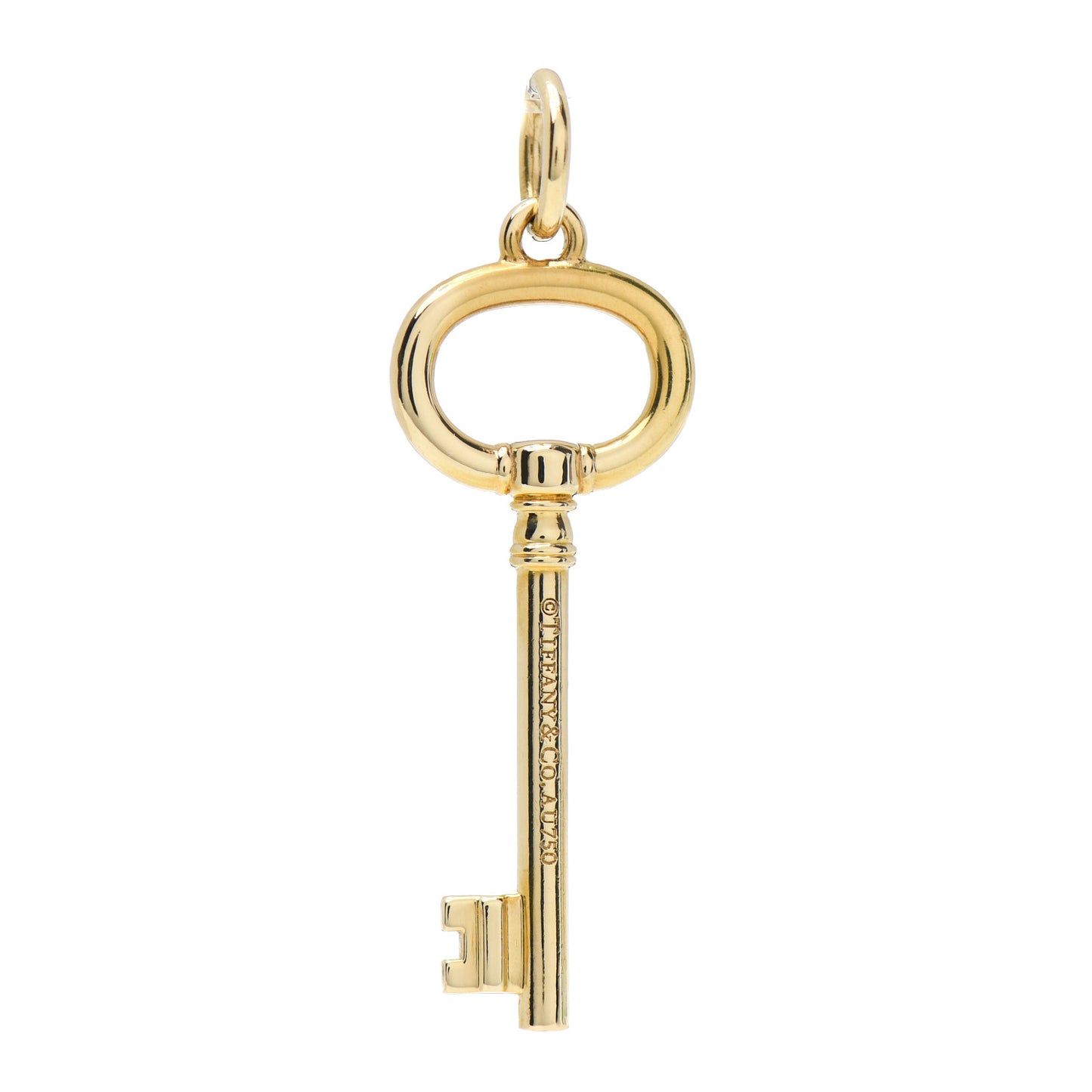 18K Yellow Gold Small Oval Key Pendant