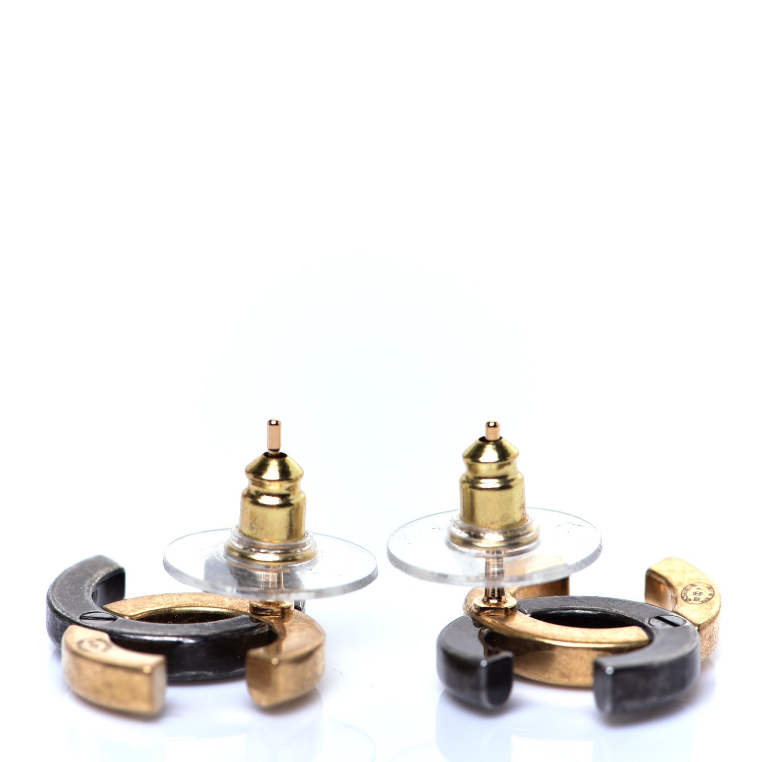 Chanel Metal CC Earrings Gold Ruthenium 3 of 5