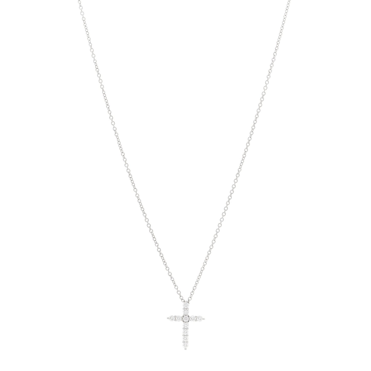Platinum Diamond Mini Cross Pendant Necklace