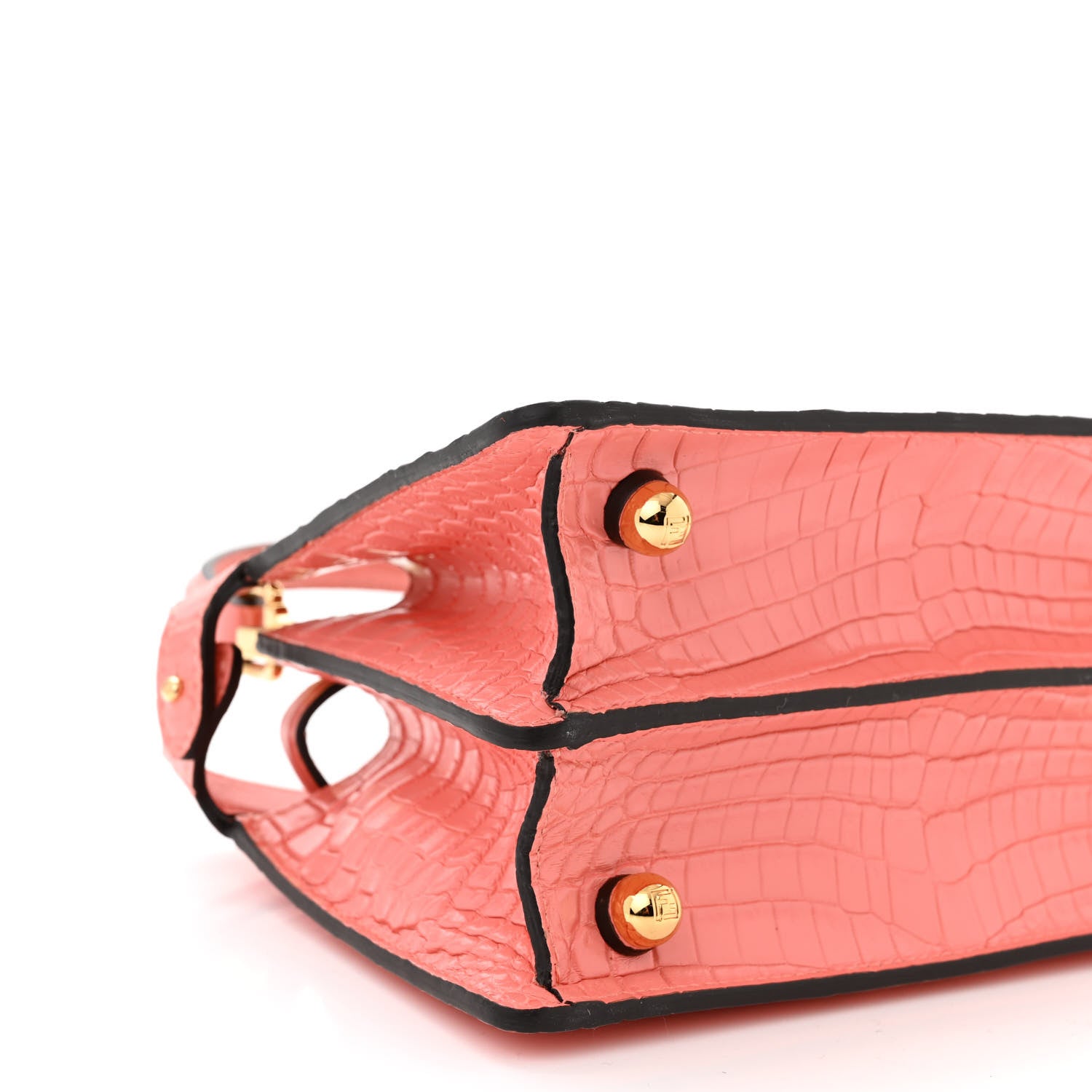 Fendi Shiny Crocodile Petite Peekaboo I SEE U Satchel Pink 8 of 9