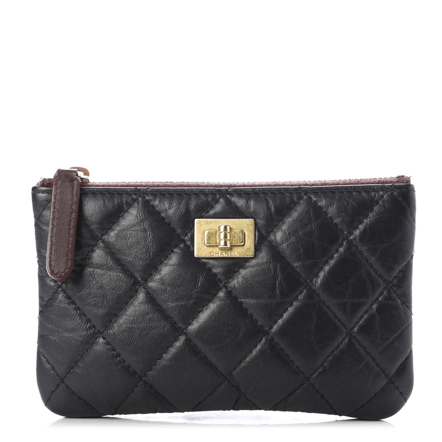 Aged Calfskin Quilted Reissue Cosmetic Case Black