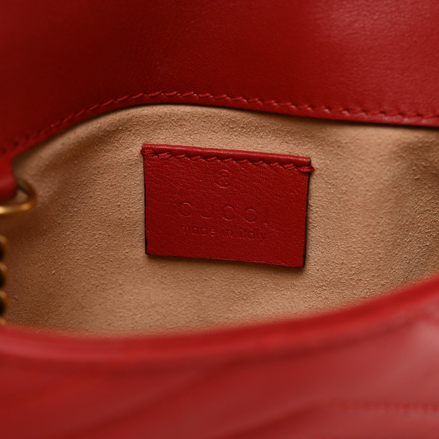 Calfskin Matelasse Super Mini GG Marmont Shoulder Bag Hibiscus Red