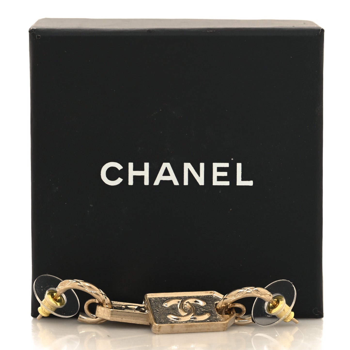 CC Tag Drop Earrings Gold