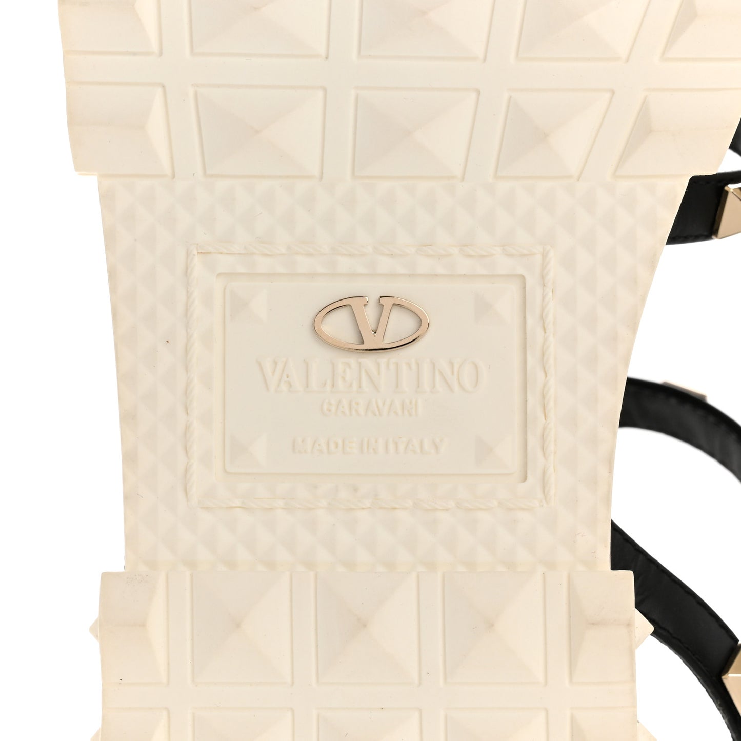 Calfskin Bedrock Rockstud Ankle Flat Sandals 38 Black White