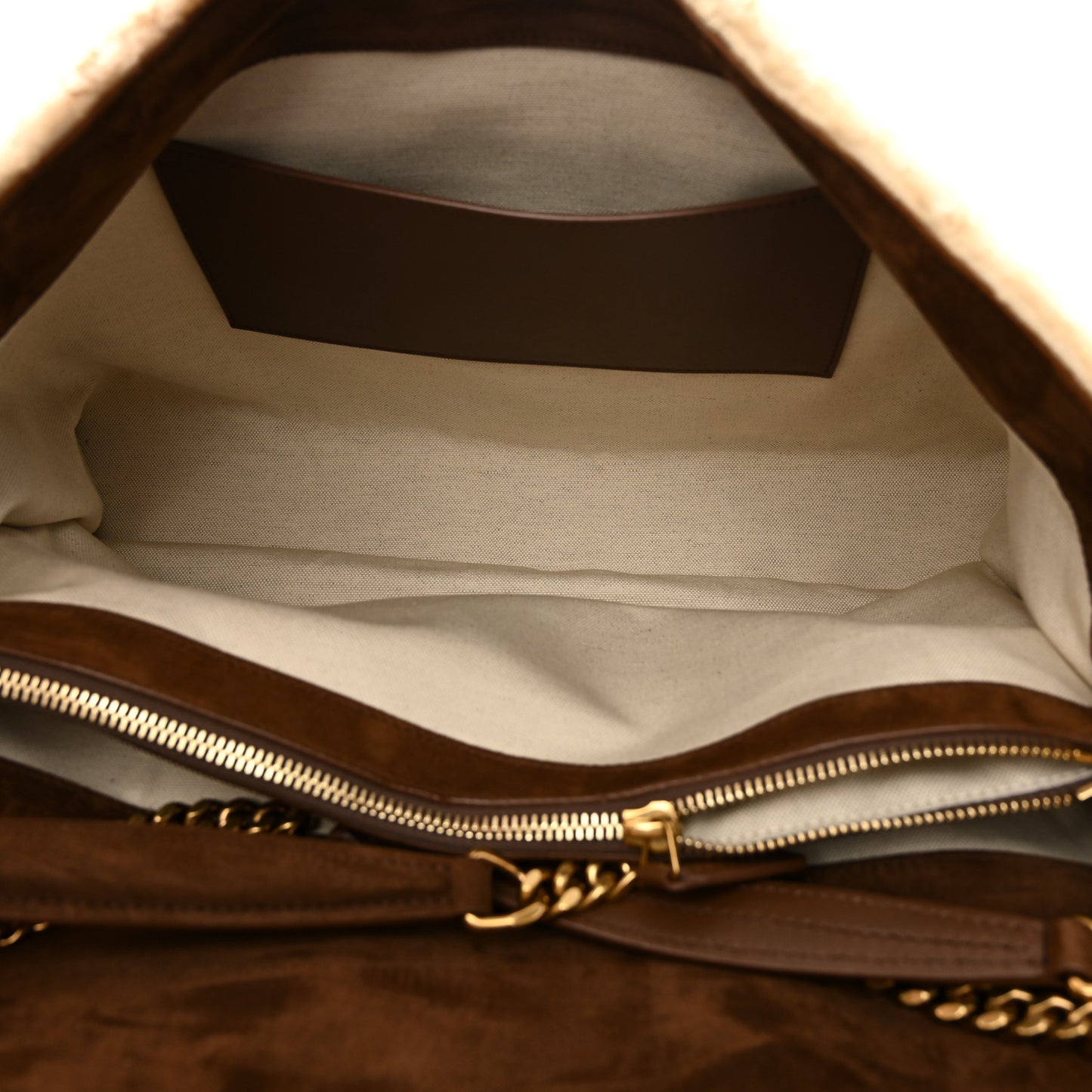 Suede Shearling Patchwork Monogram Giant Jamie Brown Beige