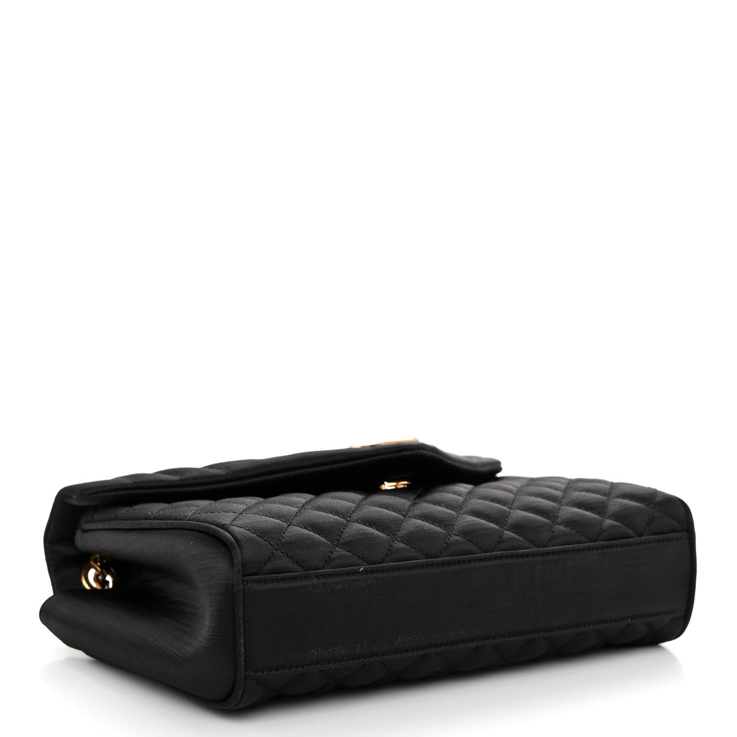 Saint Laurent Satin Mixed Matelasse Triquilt Medium Monogram Envelope Satchel Black 4 of 13