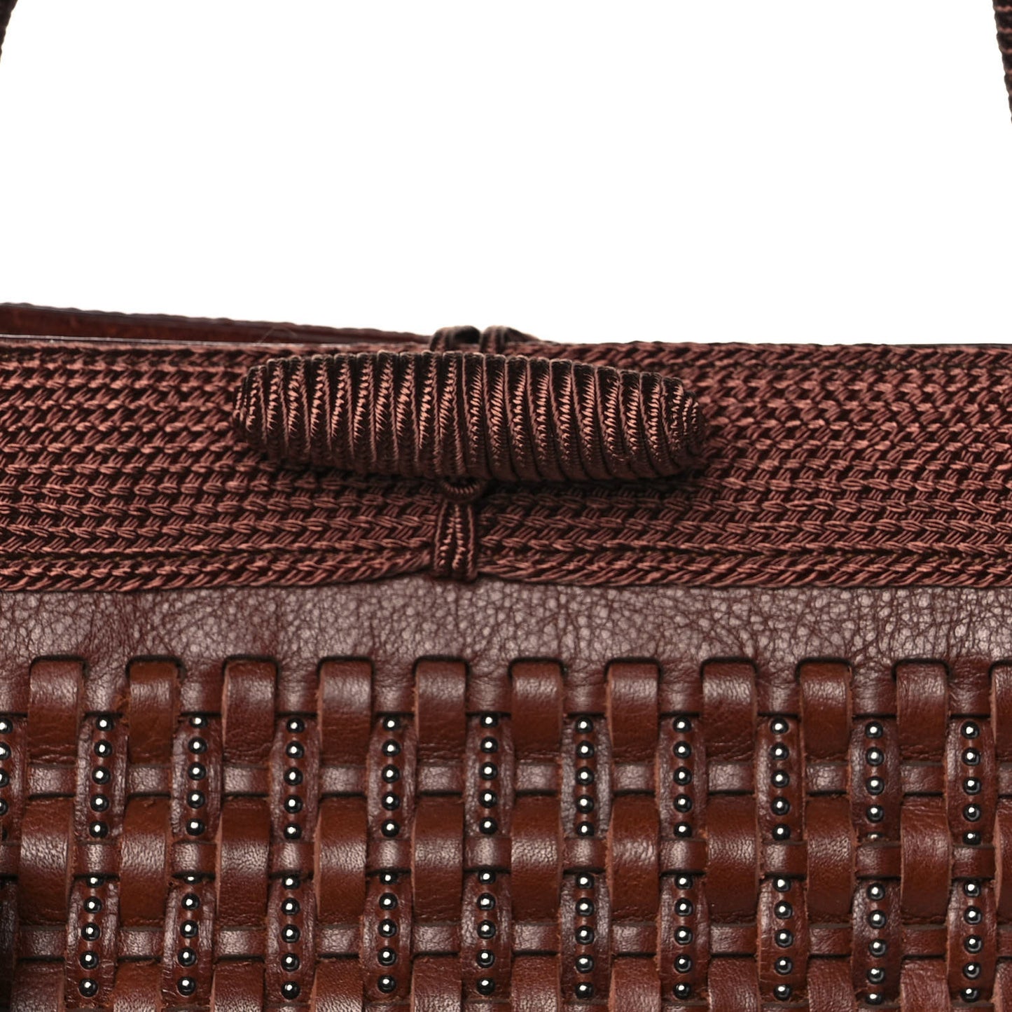 Calfskin Woven Patti Tote Brown