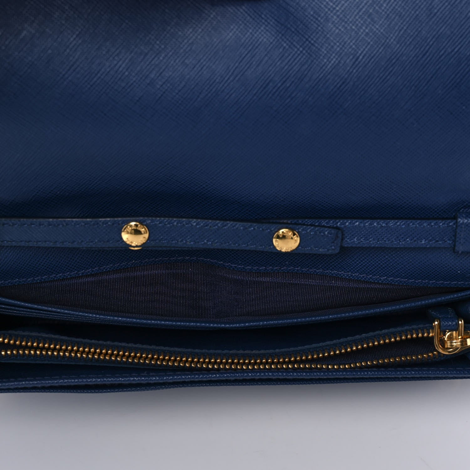 Prada Saffiano Metal Oro Chain Wallet Bleuette 5 of 11