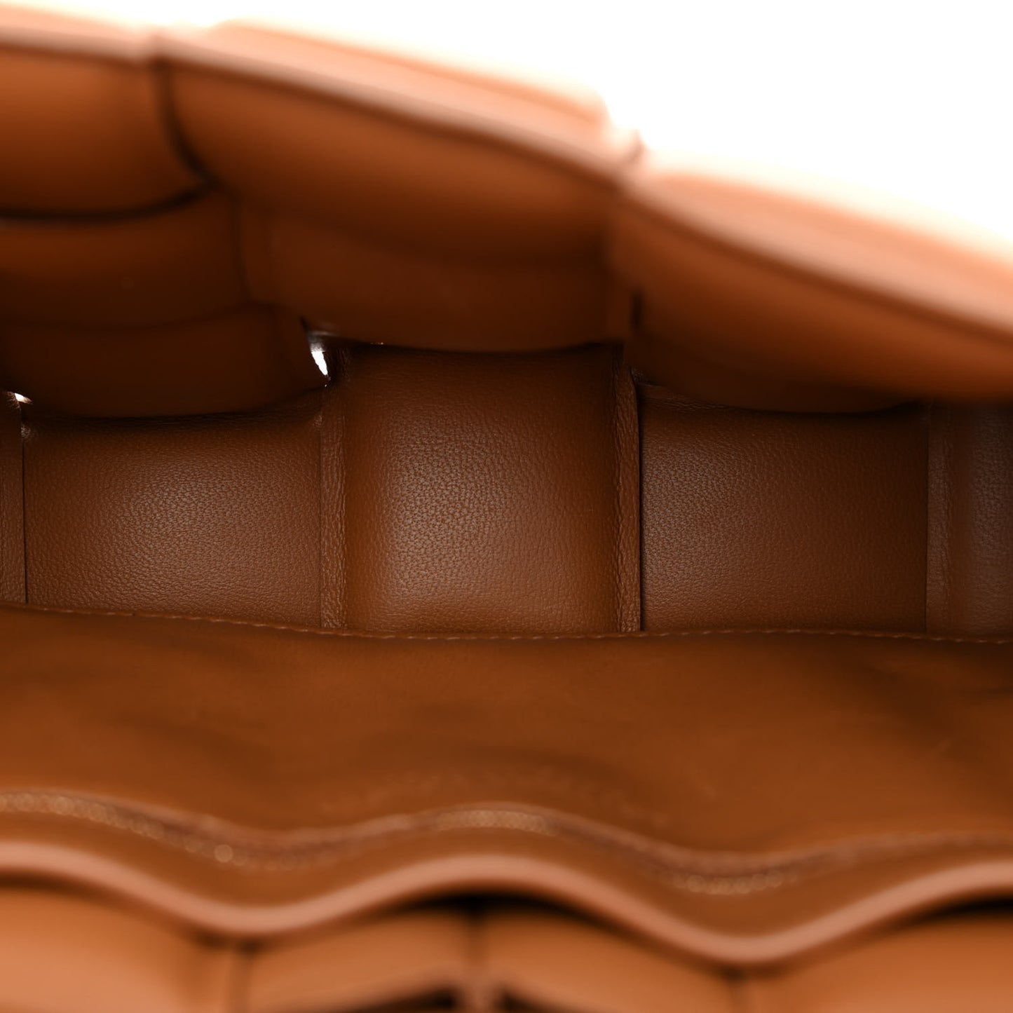 Nappa Maxi Intreccio Padded Cassette Crossbody Bag Caramel