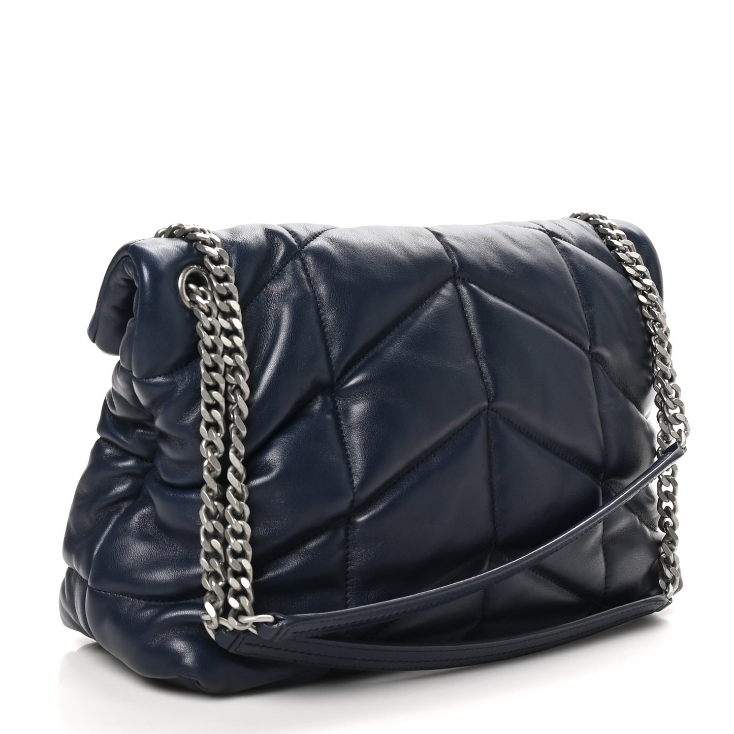 Lambskin Quilted Medium Loulou Puffer Monogram Chain Satchel Deep Marine