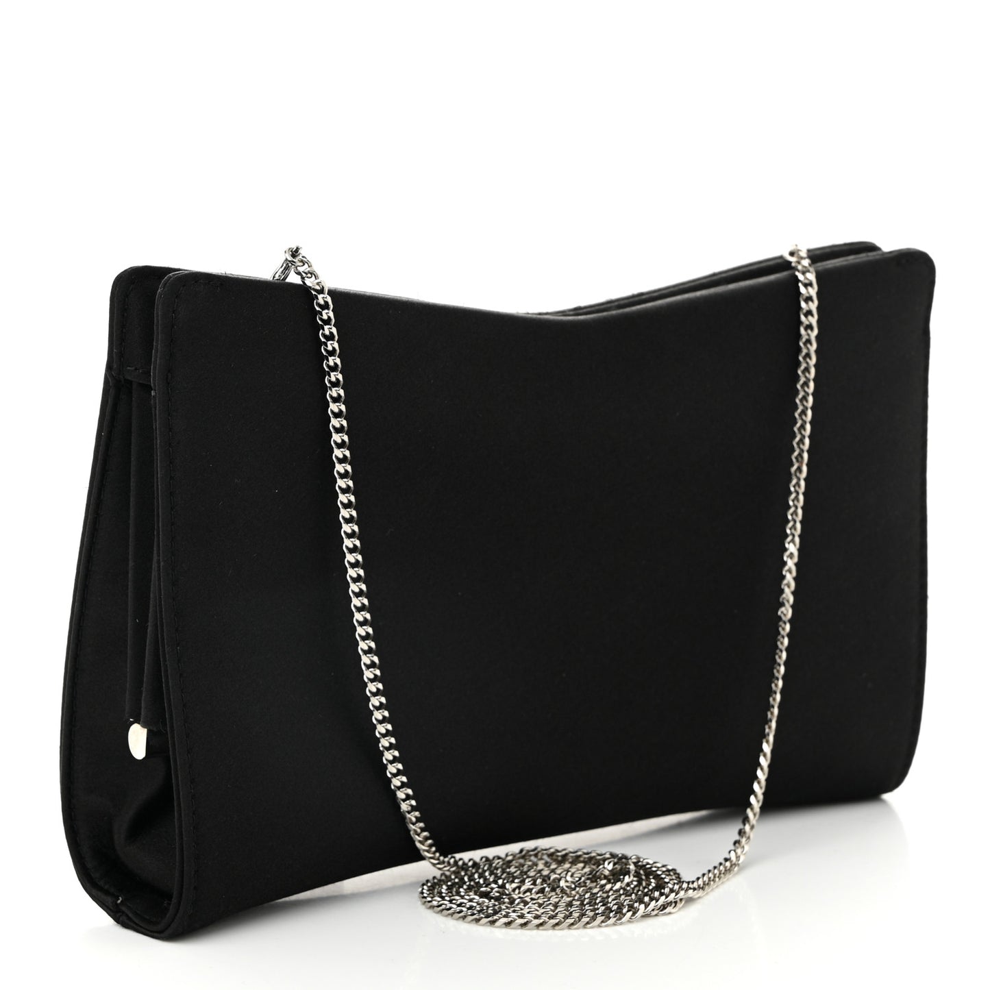 Satin Crystal Pearl Venus Clutch Black