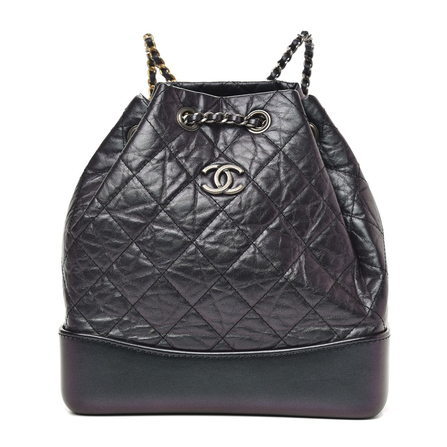 Aged Calfskin Quilted Small Gabrielle Backpack Black