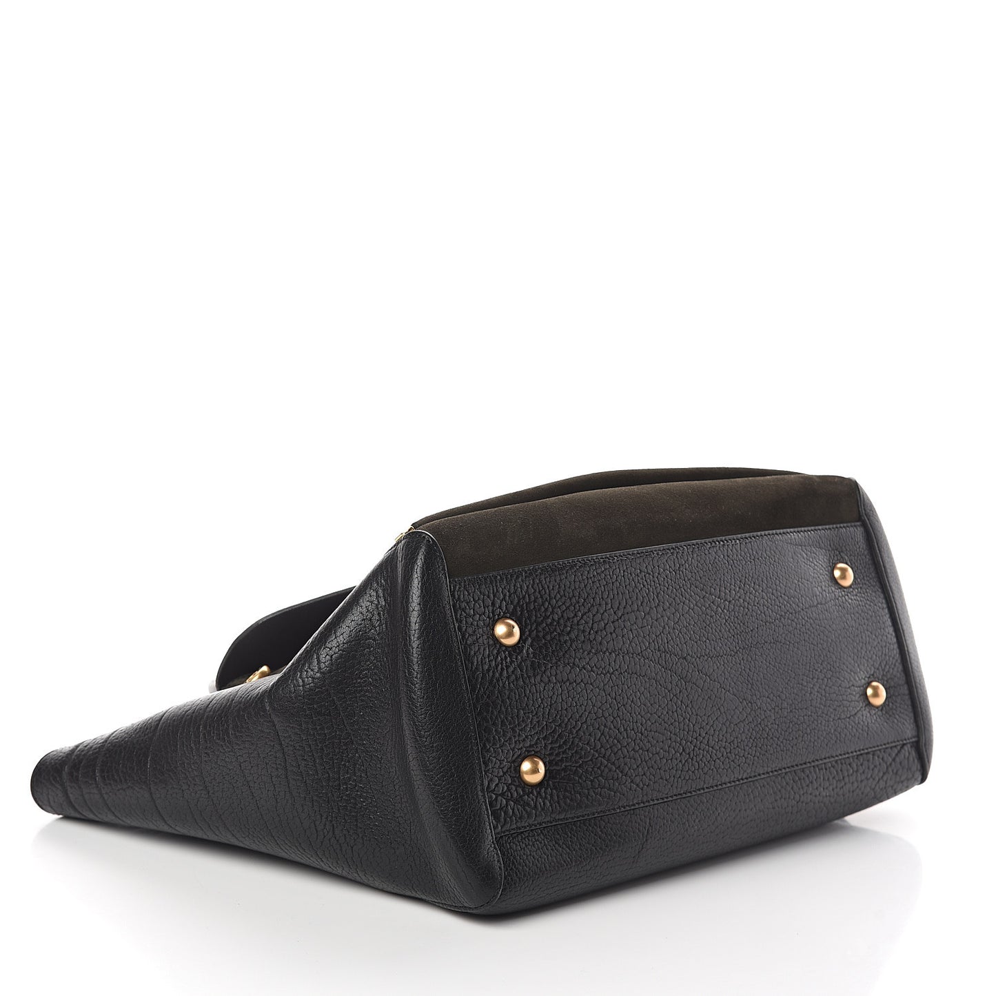 Silky Calf Nubuck Medium Willow Tote Black Dark Green