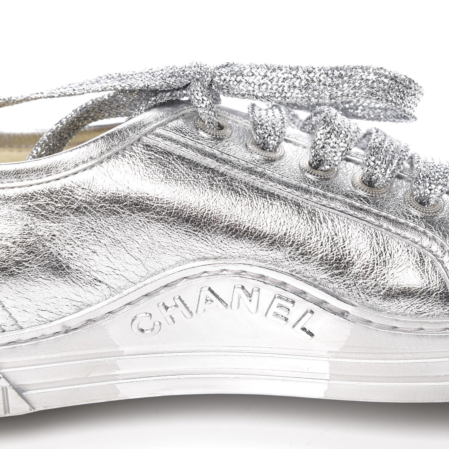 Laminated Lambskin Sneakers 39 Silver