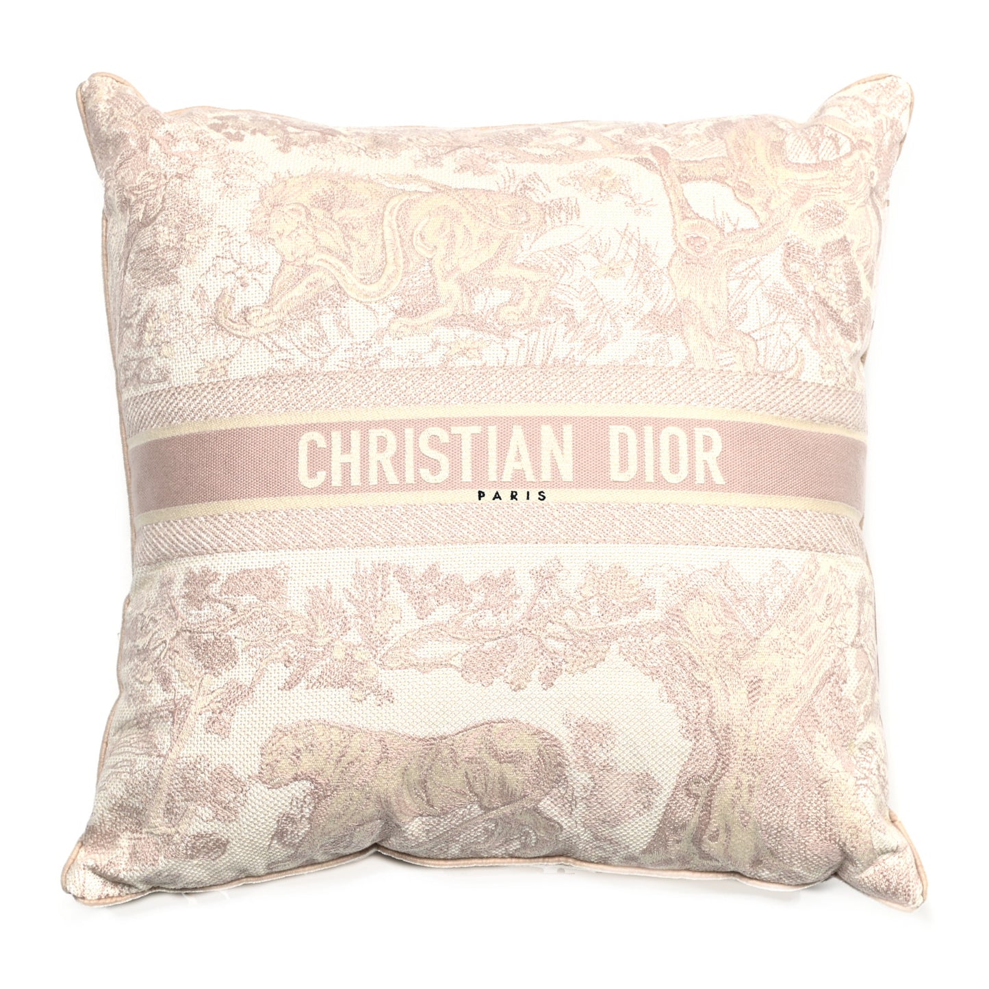 Cotton Toile de Jouy Square Pillow Rose Des Vents