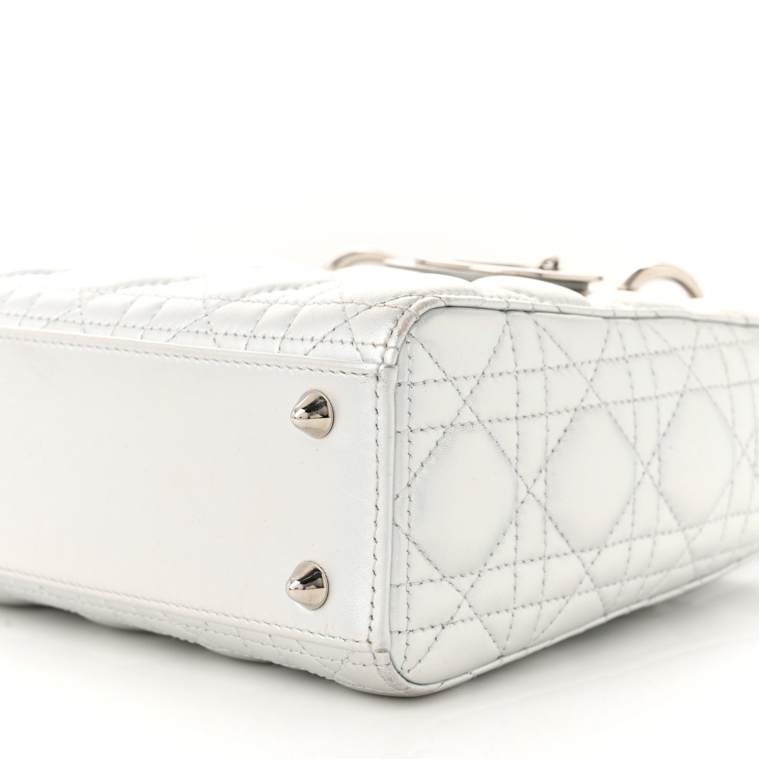 Christian Dior Iridescent Metallic Lambskin Cannage Small My ABCDior Lady Dior Silver 10 of 14