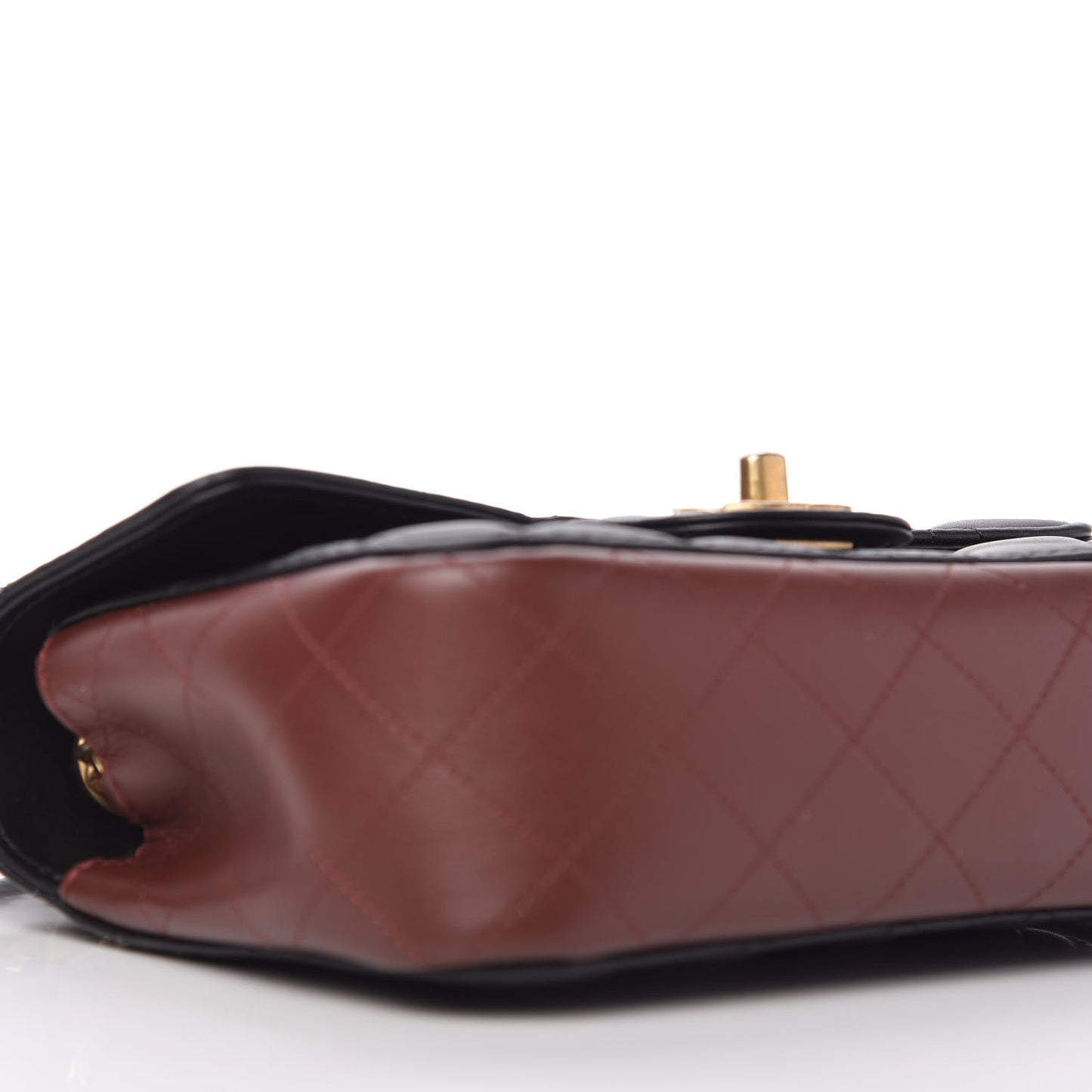 Calfskin Quilted Small Strap Into Flap Bag Black Brown
