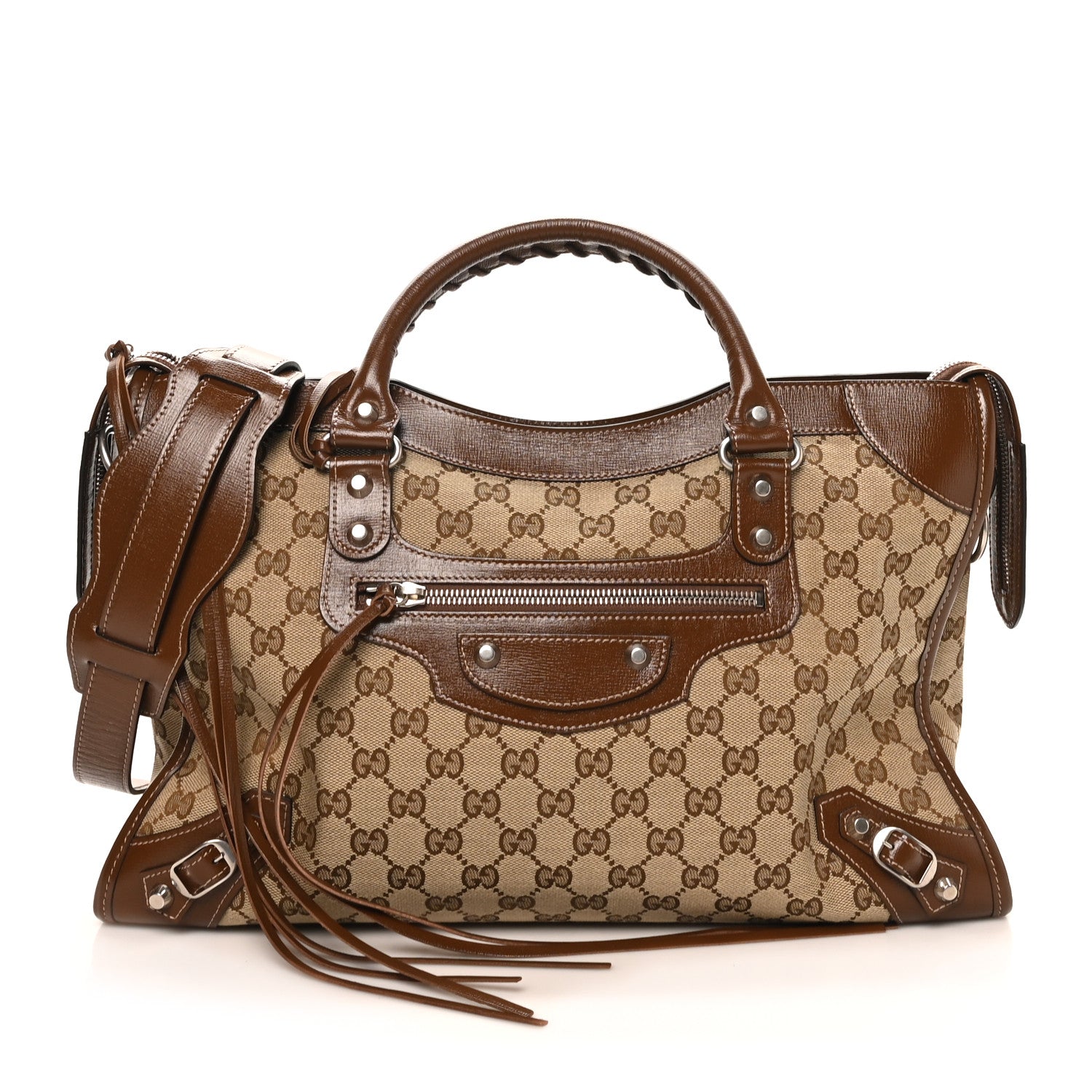 Balenciaga X GUCCI GG Monogram Azalea Calfskin Neo Classic Silver