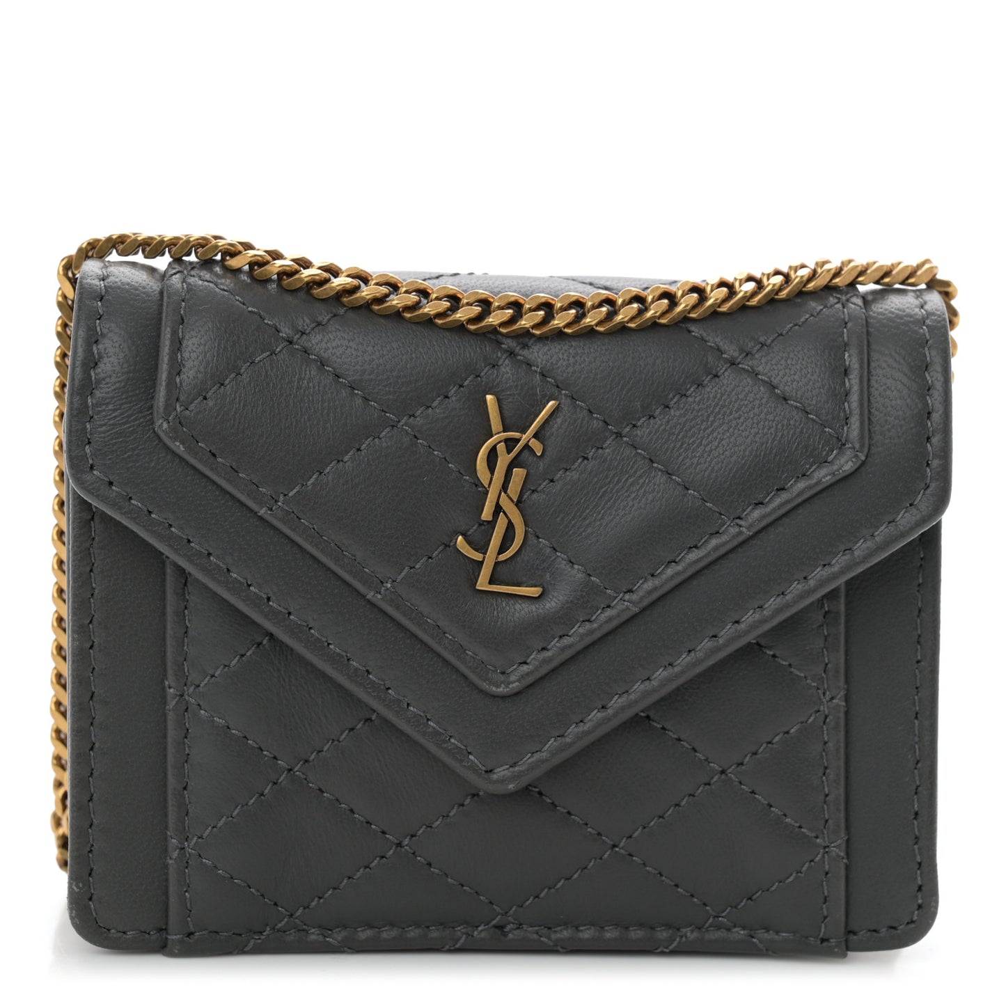 Lambskin Quilted Monogram Micro Gaby Crossbody Bag Storm
