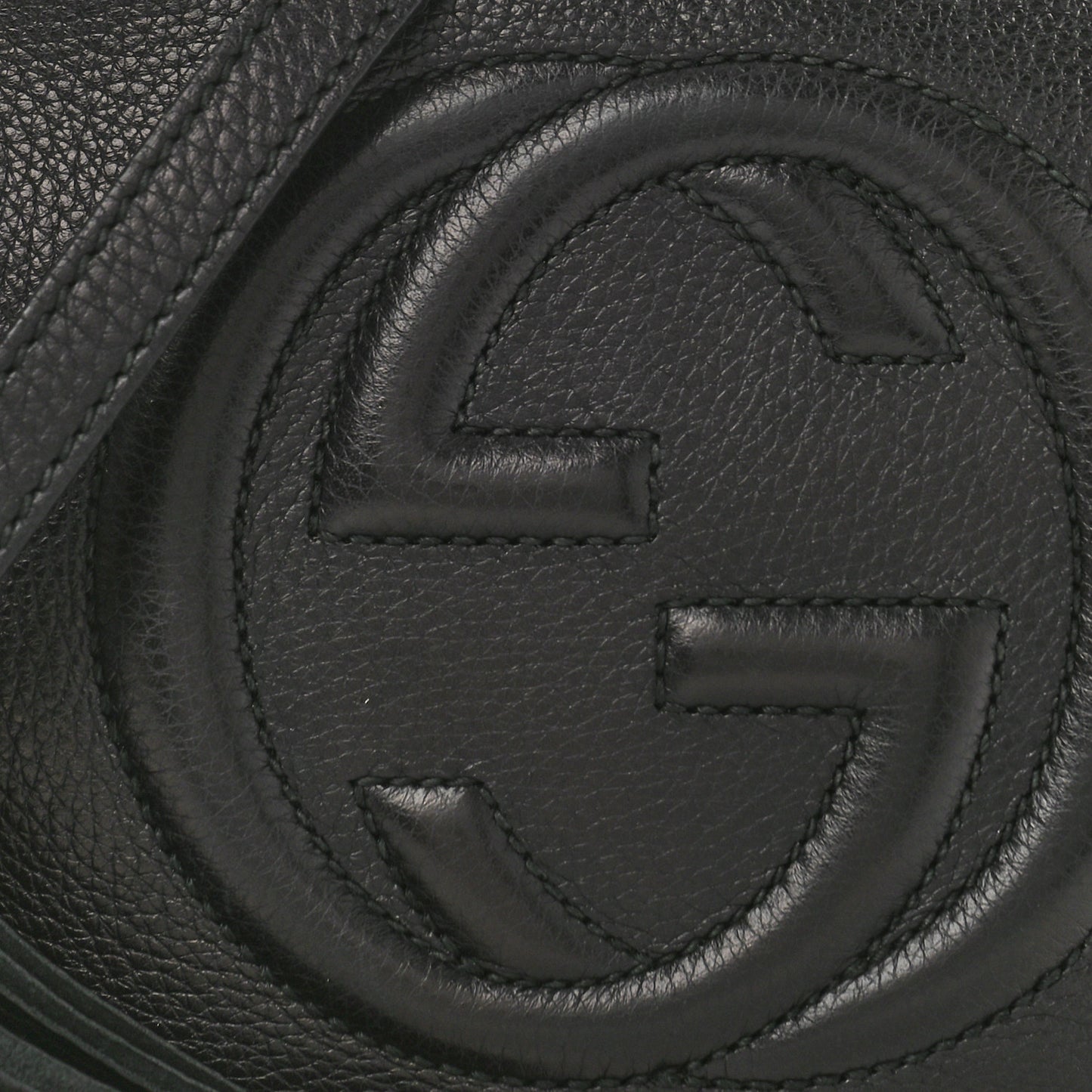 Pebbled Calfskin Small Soho Disco Bag Black