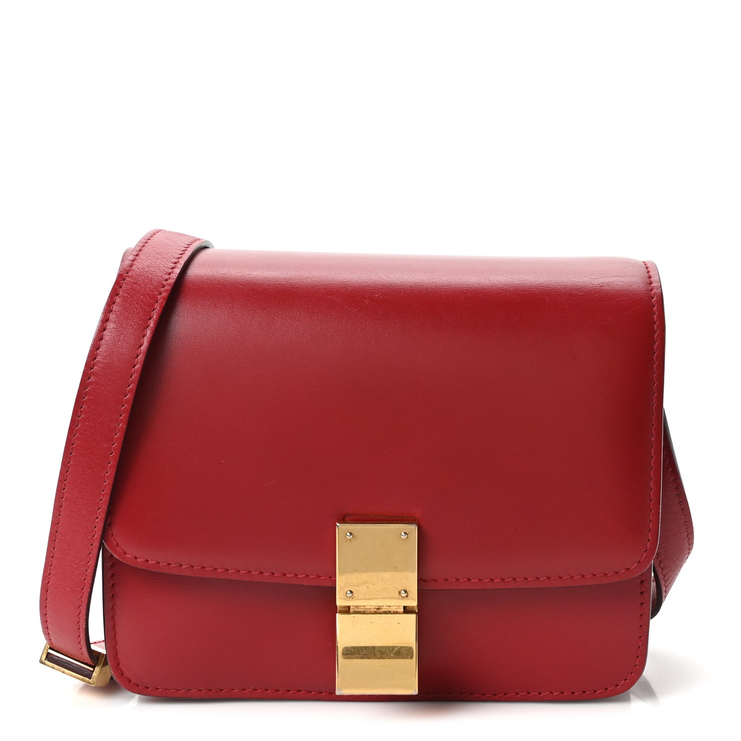 CELINE レザー ハンドバッグ レッド 保存袋付き Celine Box Calfskin Small Classic Box Flap Bag Red 1836333