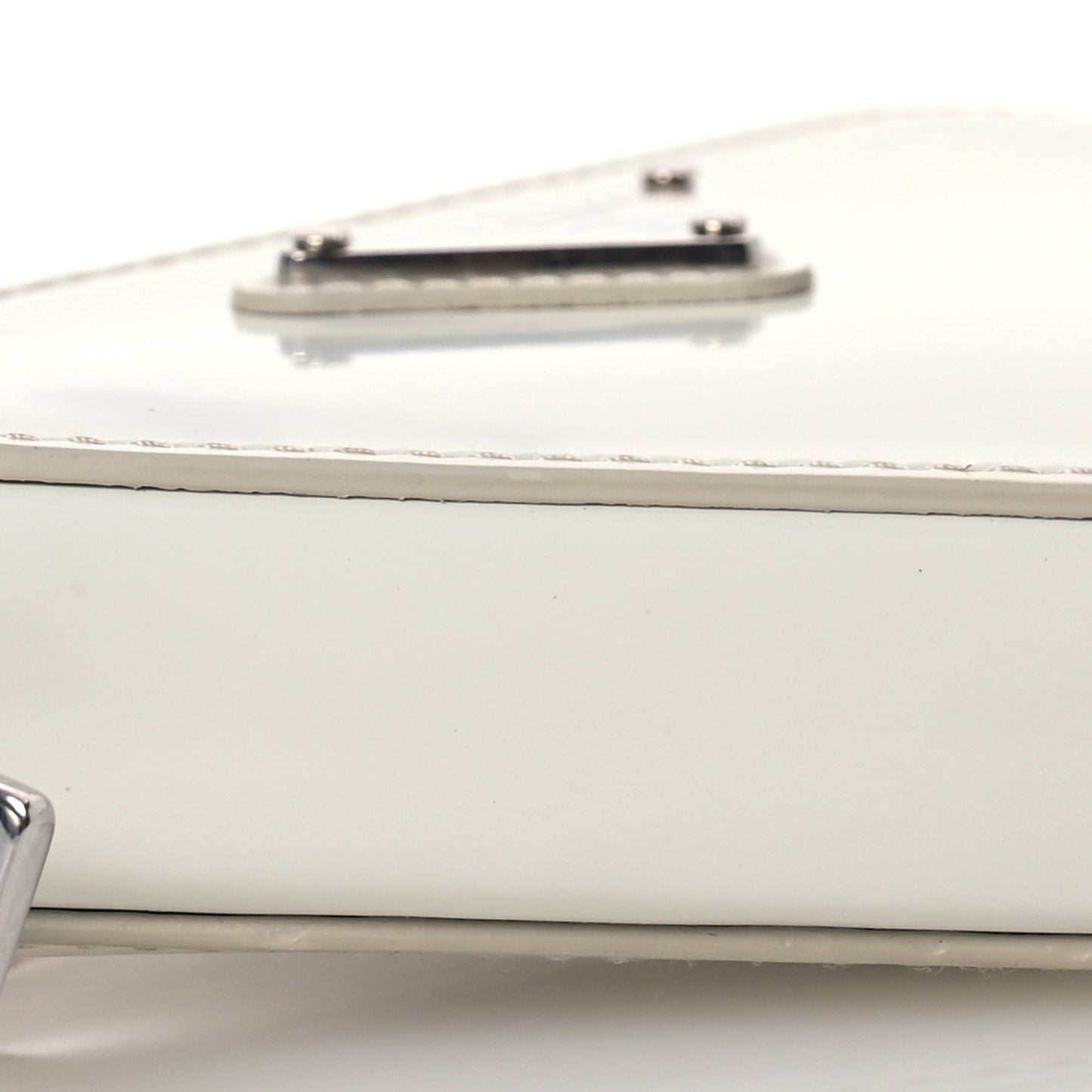 Spazzolato Mini Triangle Chain Crossbody Pouch White