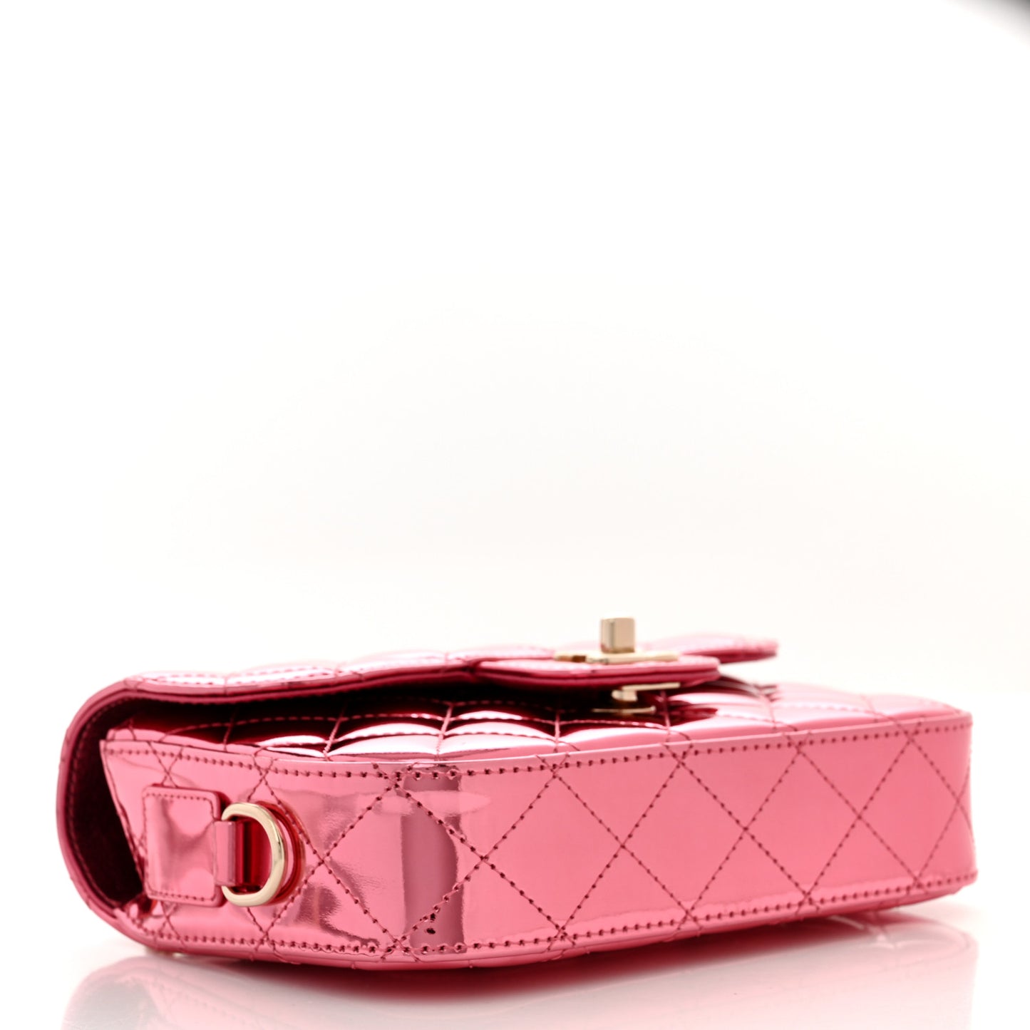 Mirror Calfskin Metallic Lambskin Quilted Hollywood Boulevard Mini Flap With Star Coin Purse Pink